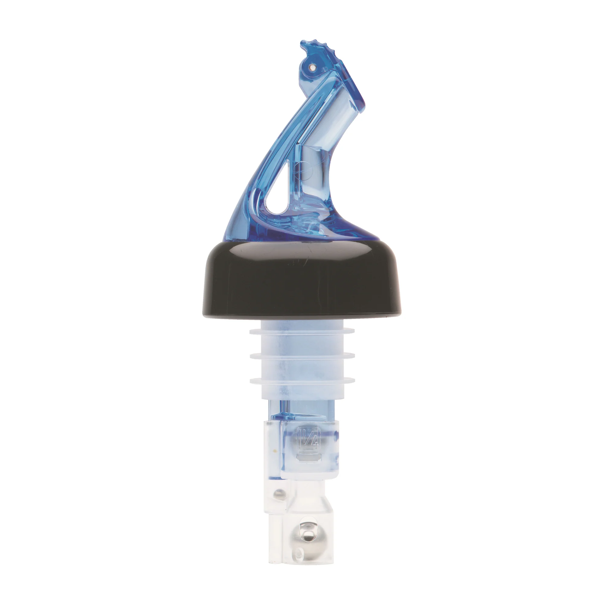 Winco BMP-5125B Bar Maid 1-1/4 oz "Premium Pour" Measured Pourers with Flip Top and Black Collar, Blue - 12 Pieces/Pack - Image 2
