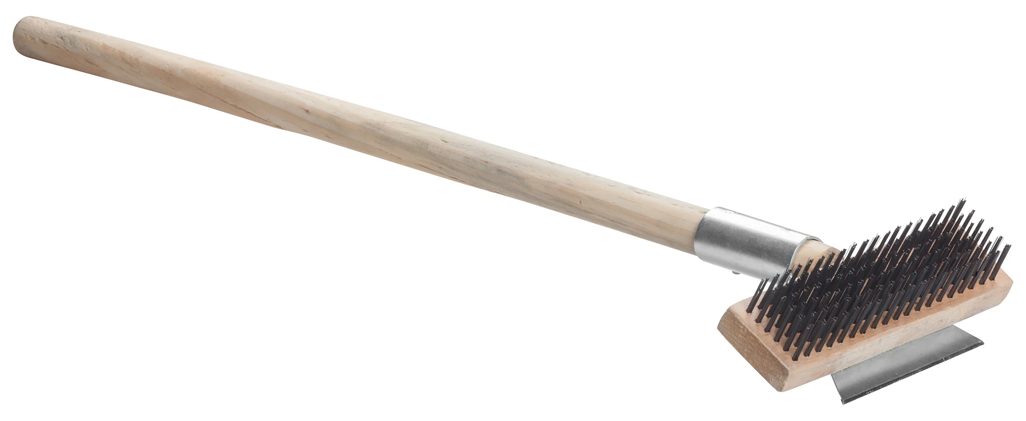 Winco BR-27 7 Inch Wire Brush Pizza Oven Scraper Wood Handle - Image 3