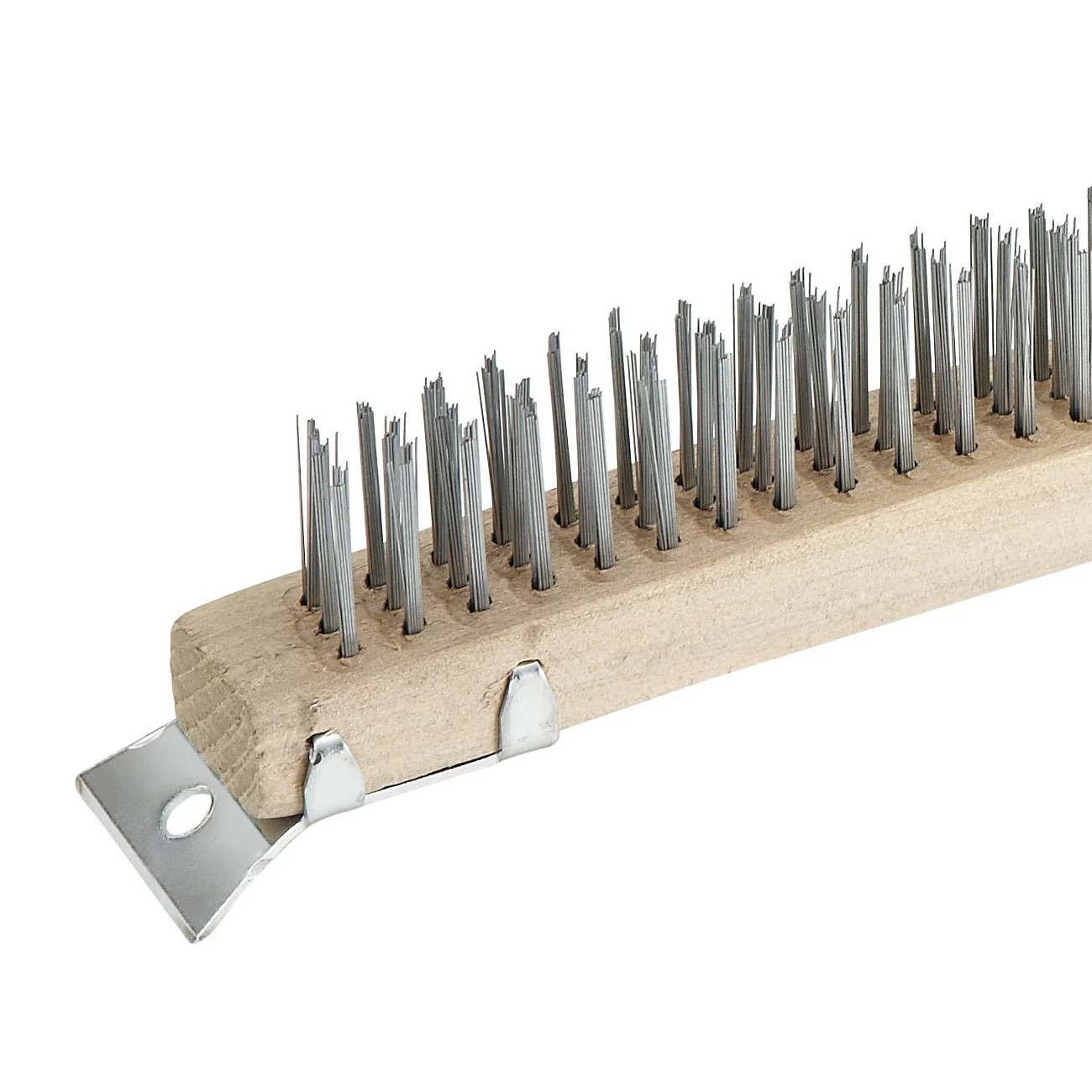 Winco BR-319 14 Inch Wire Brush 3 x 19 Rows Steel Bristles Wood Handle - Image 2