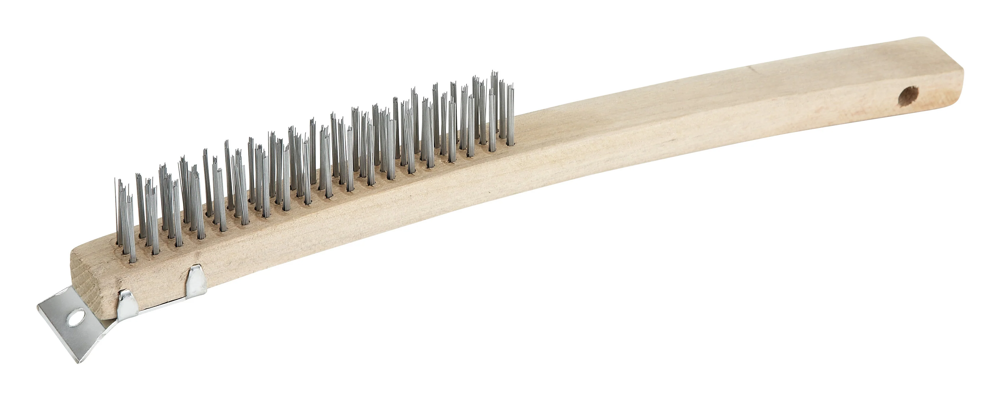 Winco BR-319 14 Inch Wire Brush 3 x 19 Rows Steel Bristles Wood Handle - Image 3