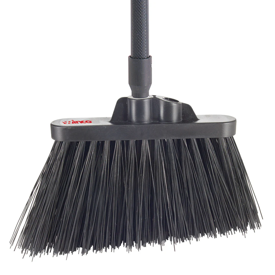 Winco BRAU-9K-H 48 Inch Angle Broom Heavy Duty Fiberglass Handle Black Bristle - Image 2