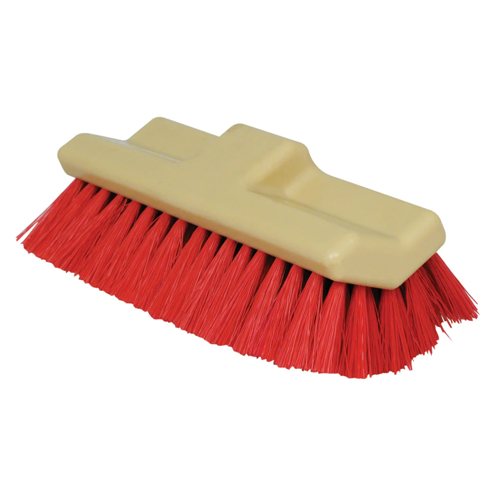 Winco BRF-10R 10 Inch Floor Brush Head Red Plastic with Attachments - Image 2