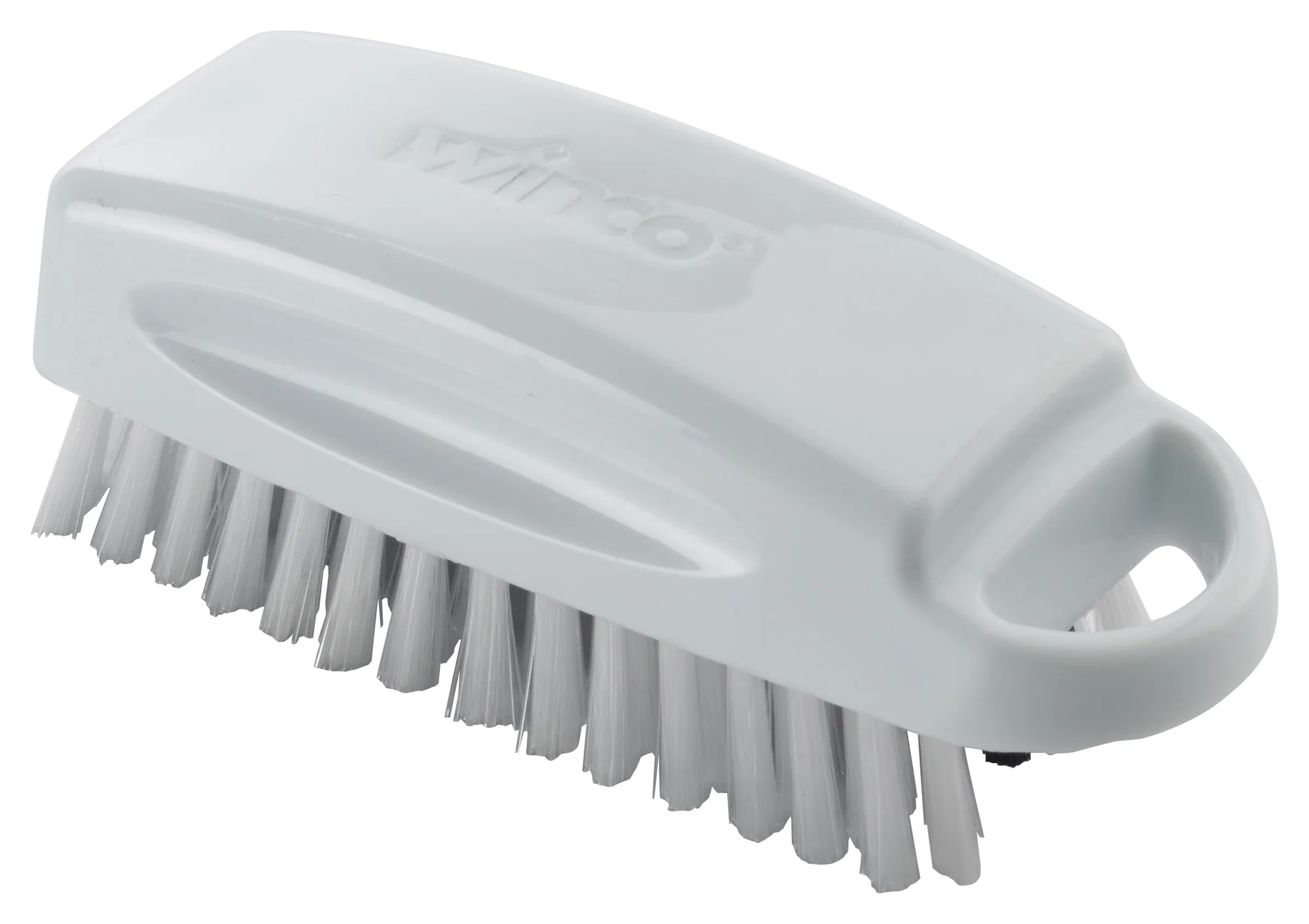 Winco BRN-52 5-3/4 Inch Nail Cleaning Brush Plastic Handle Polypropylene Bristles White and Black - Image 4