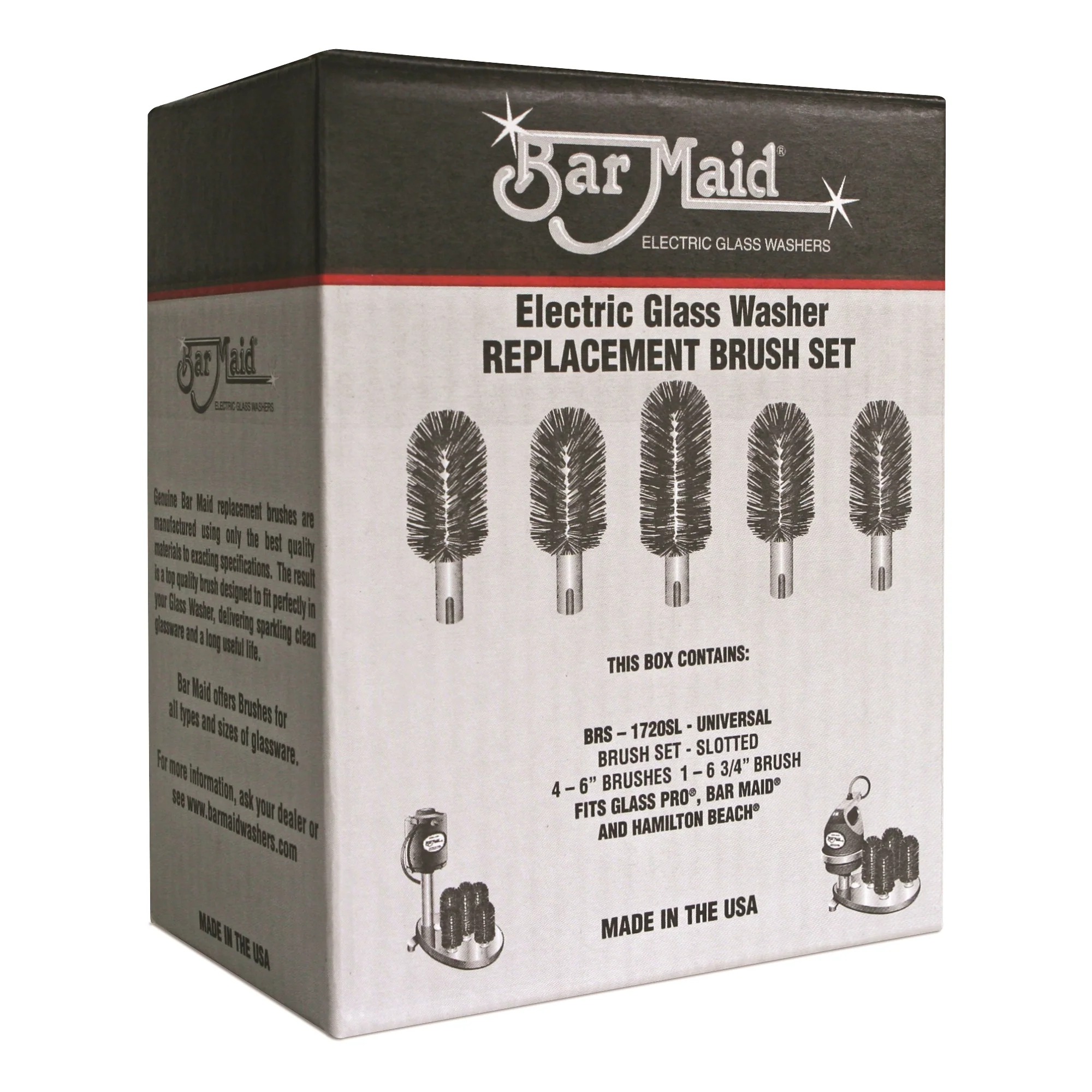 Winco BRS-1720SL Bar Maid Replacement Universal Brush Set for Glass Washer, Slotted - Image 2