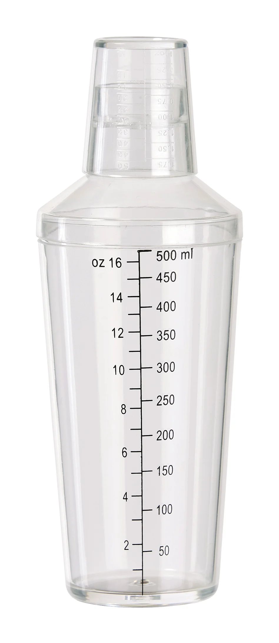 Winco BS-16PC 16 Oz Plastic Bar Cocktail Shaker with Cap Clear
