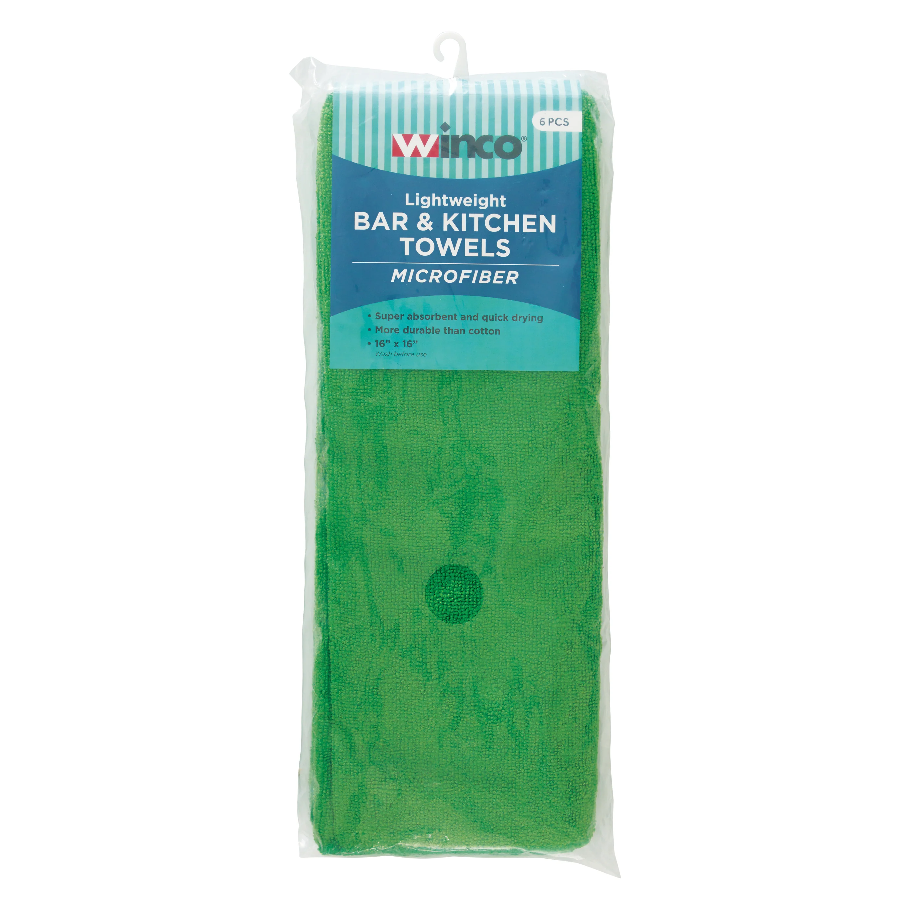 Winco BTM-16G 16 Inch Green Microfiber Towel Set with 6 Packs - Image 3