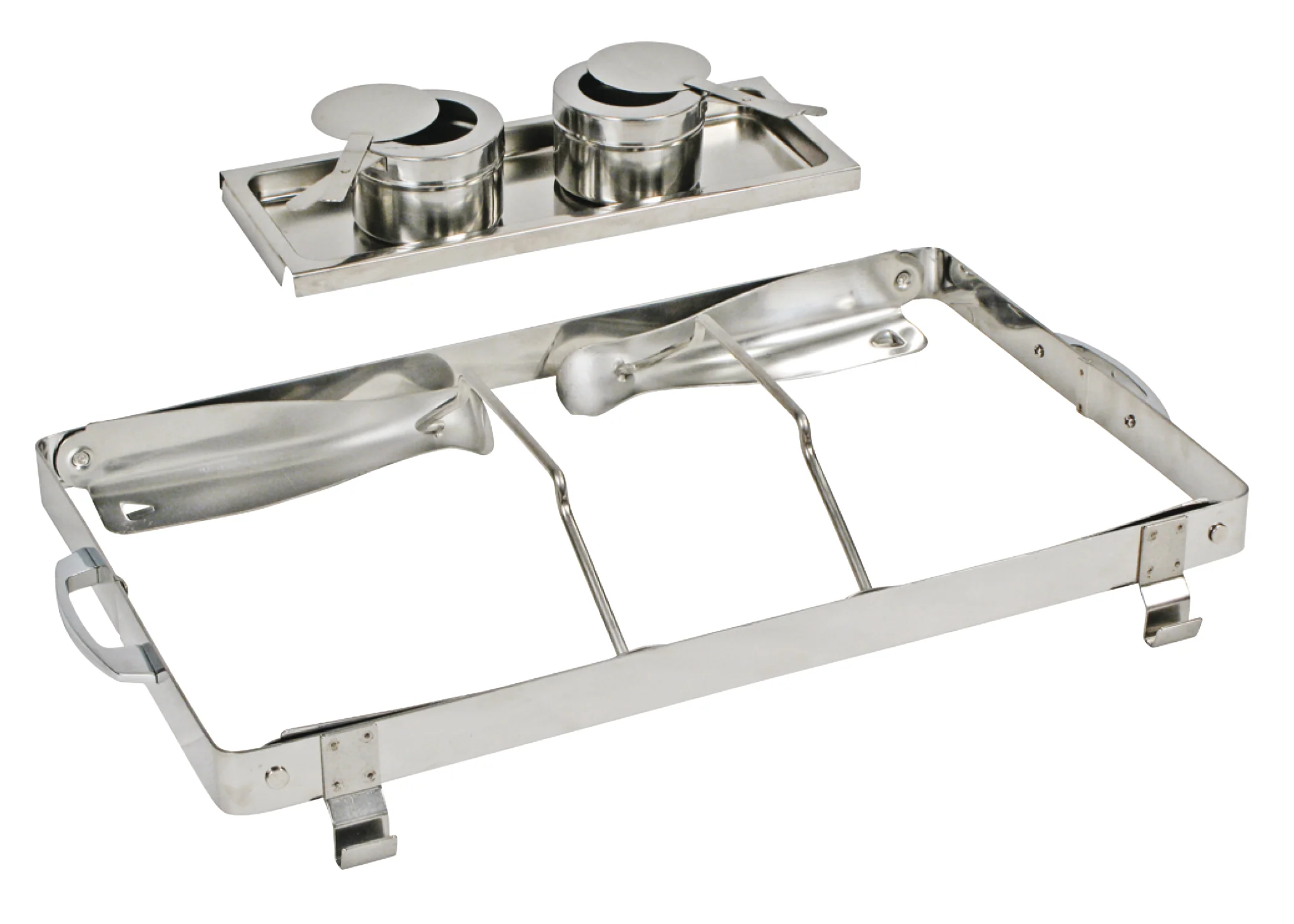 Winco C-1080 8 Quarts Chafer Rectangular with Folding Stand Polished Stainless Steel - Image 5