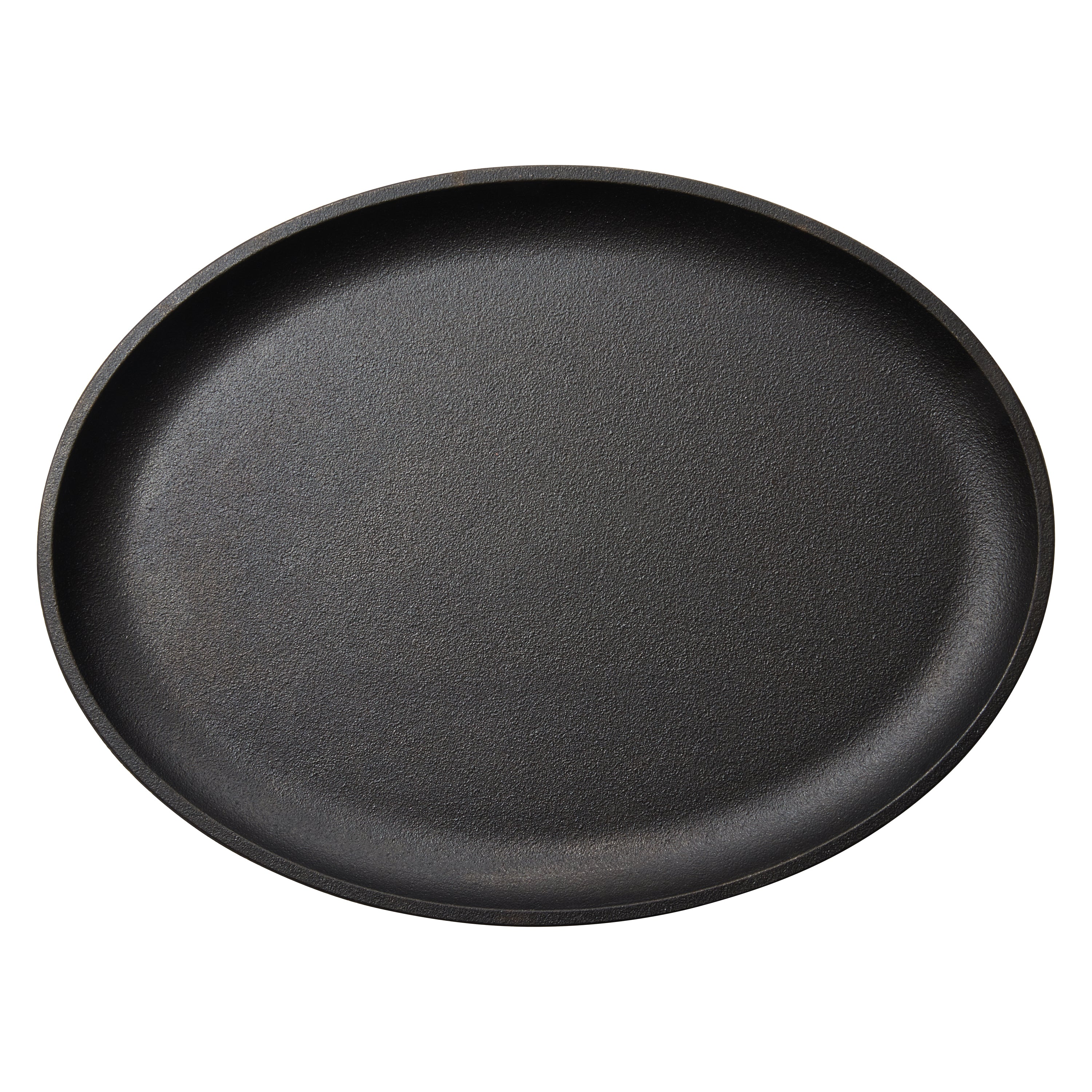 Winco 13" Pre-Seasoned Cast Iron Oval Serving Griddle - Image 3