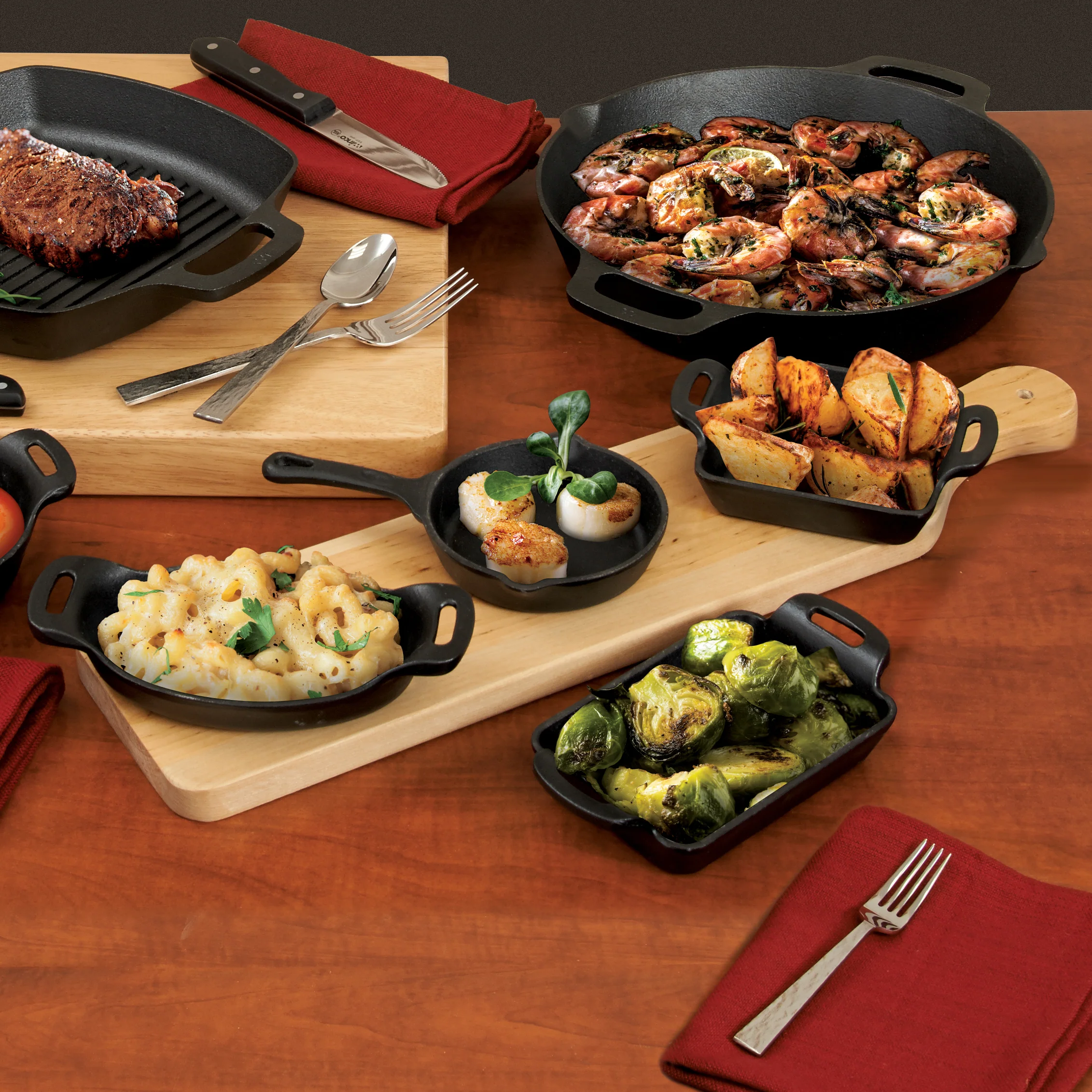 Winco CASM-7RT 14 Oz Mini Induction Server Rectangular Cast Iron Matte Black Enamel - Image 2