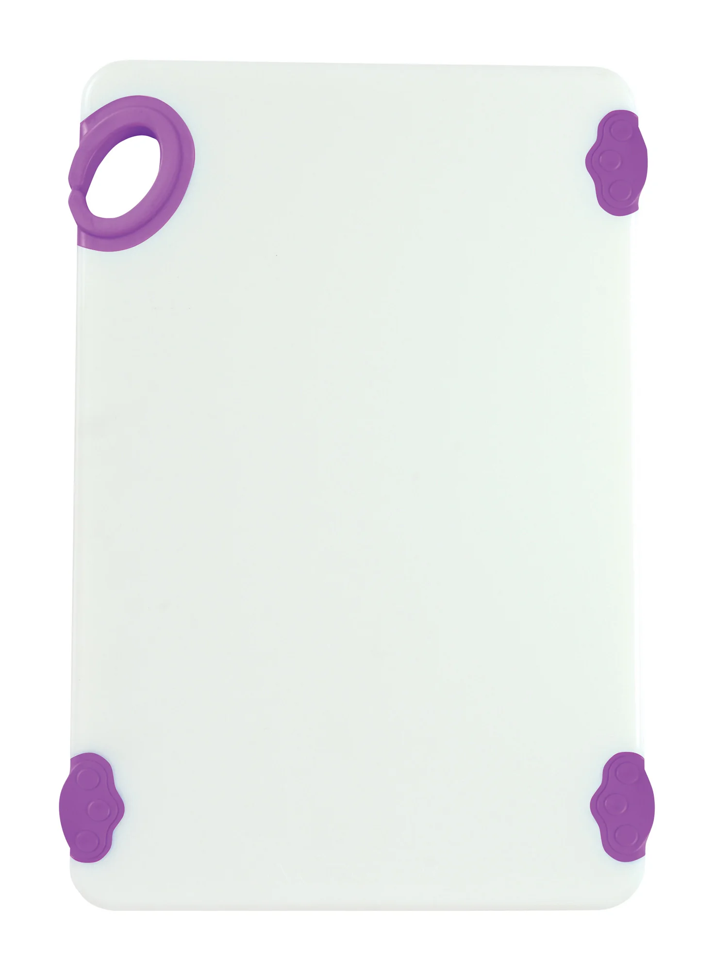 Winco CBN-1218PP 12 Inch Rectangular Cutting Board with Rubber Grip Hook Purple Co-polymer - Image 3