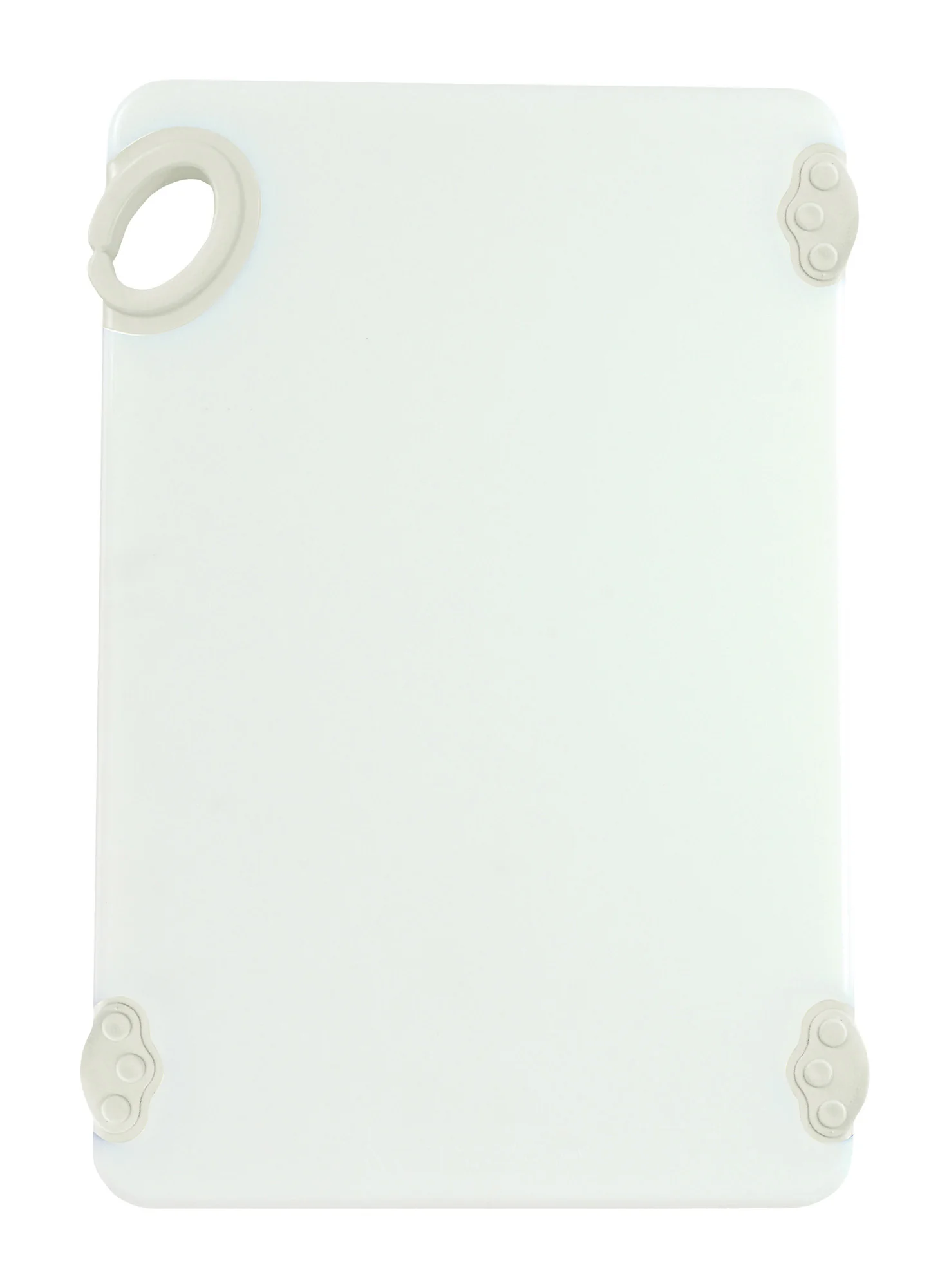 Winco CBN-1218WT 12 Inch Rectangular Cutting Board with Rubber Grip Hook White Co-polymer - Image 2