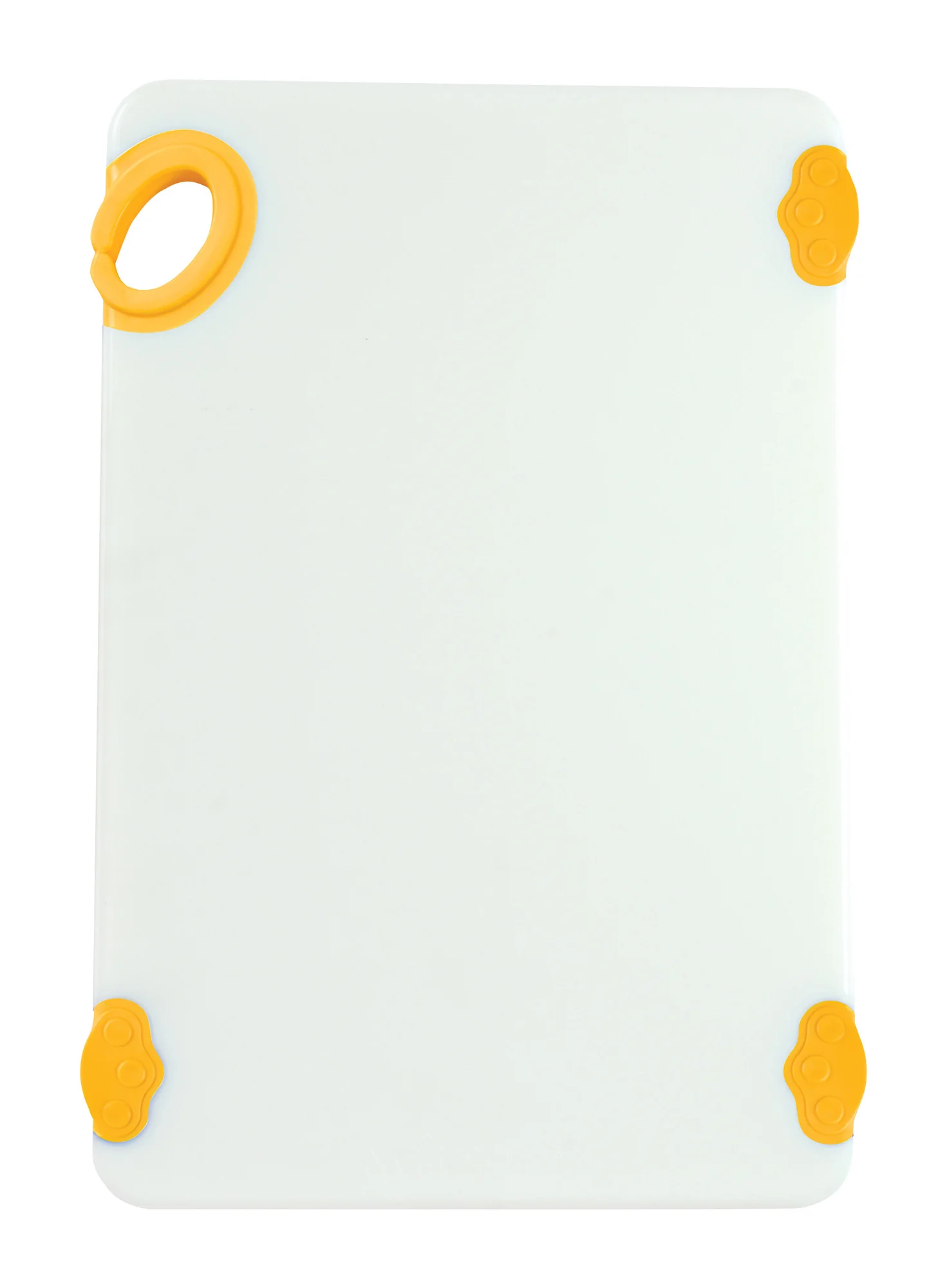 Winco CBN-1218YL 12 Inch Cutting Board Rectangular with Rubber Grip Hook Yellow Co-polymer - Image 2