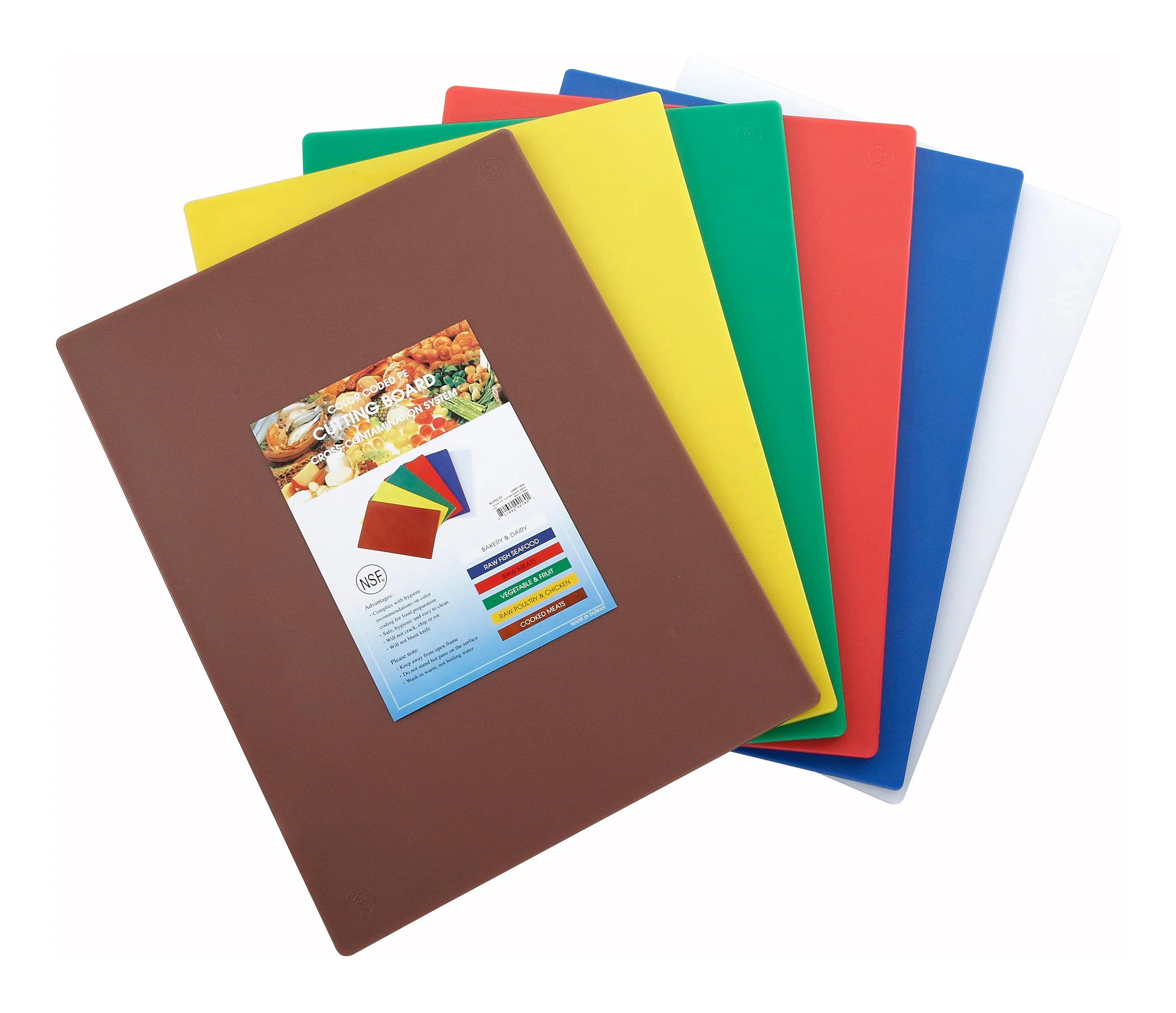 Winco CBST-1218 12 Inch Cutting Board Set BPA Free Polyethylene Assorted Colors - Image 2
