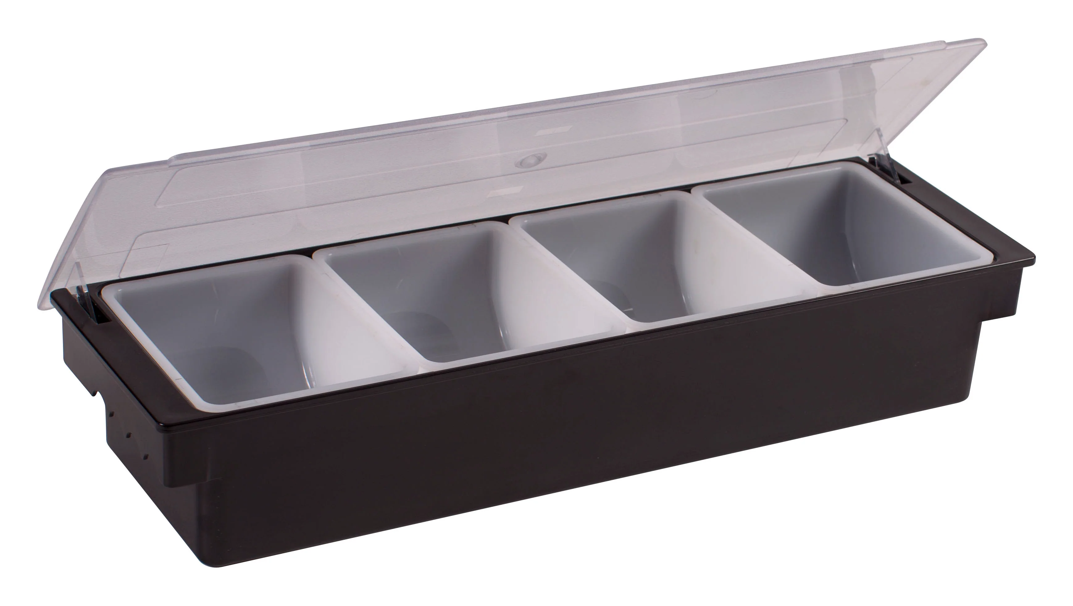 Winco CCH-4 19-3/8 Inch Condiment Dispenser with Removable Inserts Black ABS - Image 2