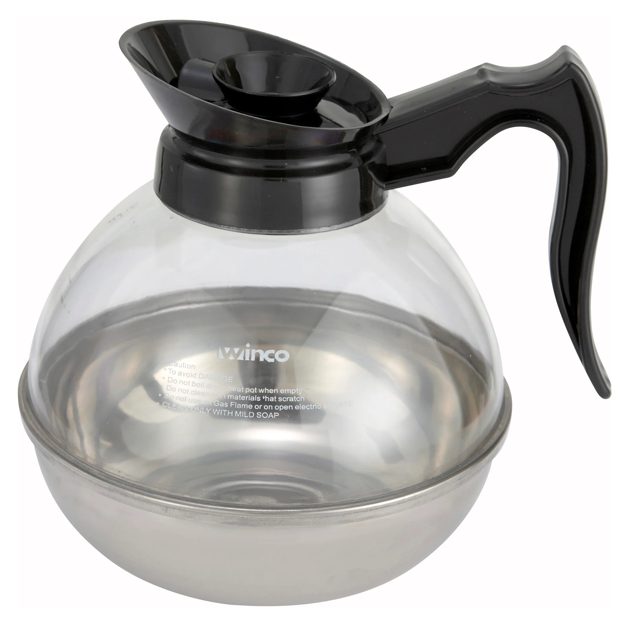 Winco CD-64K 64 Oz Coffee Decanter Plastic with Stainless Steel Base - Image 2