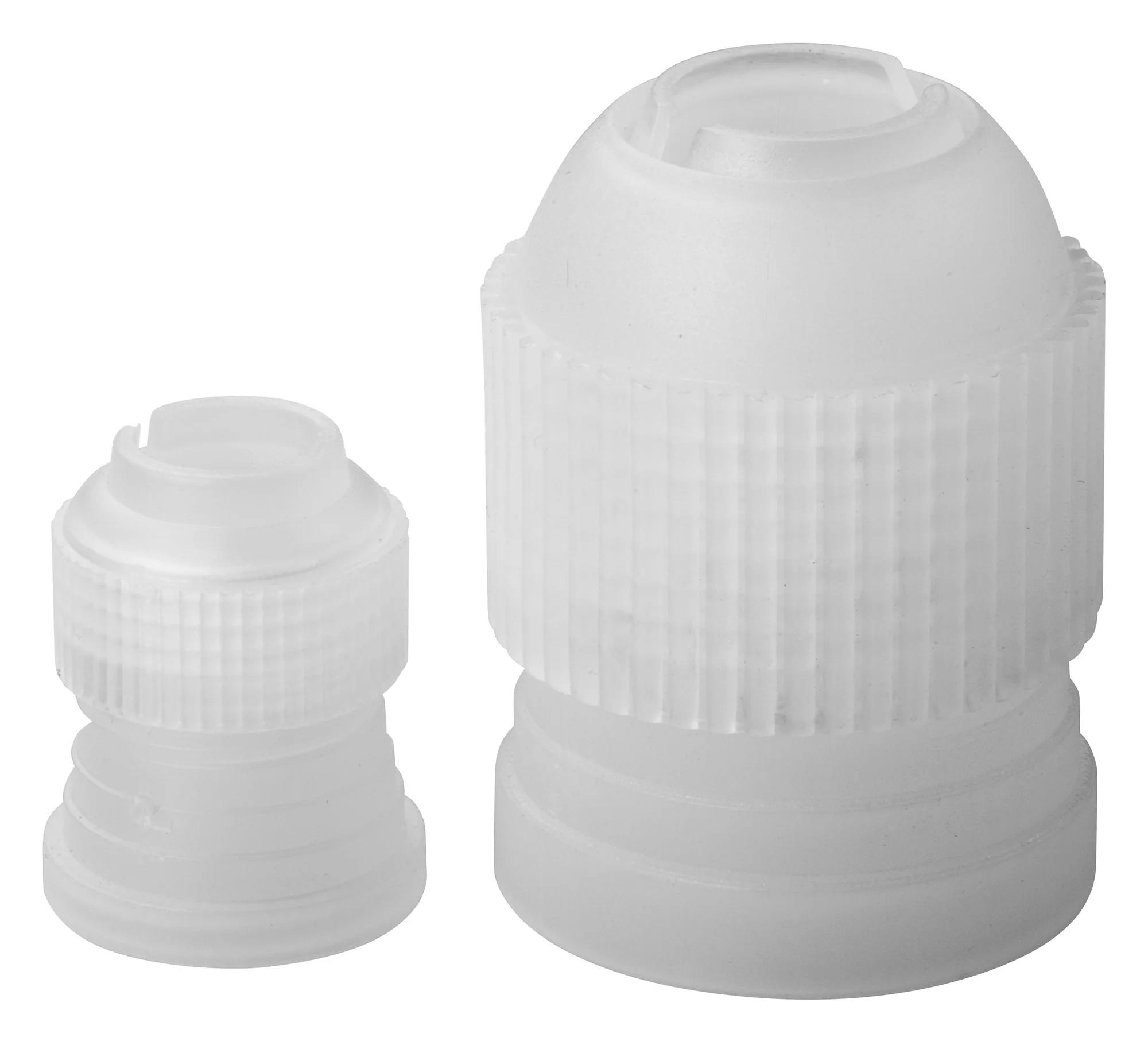 Winco CDTC-2 Coupling Set Small and Large Plastic White Cake Decorating Accessories - Image 3