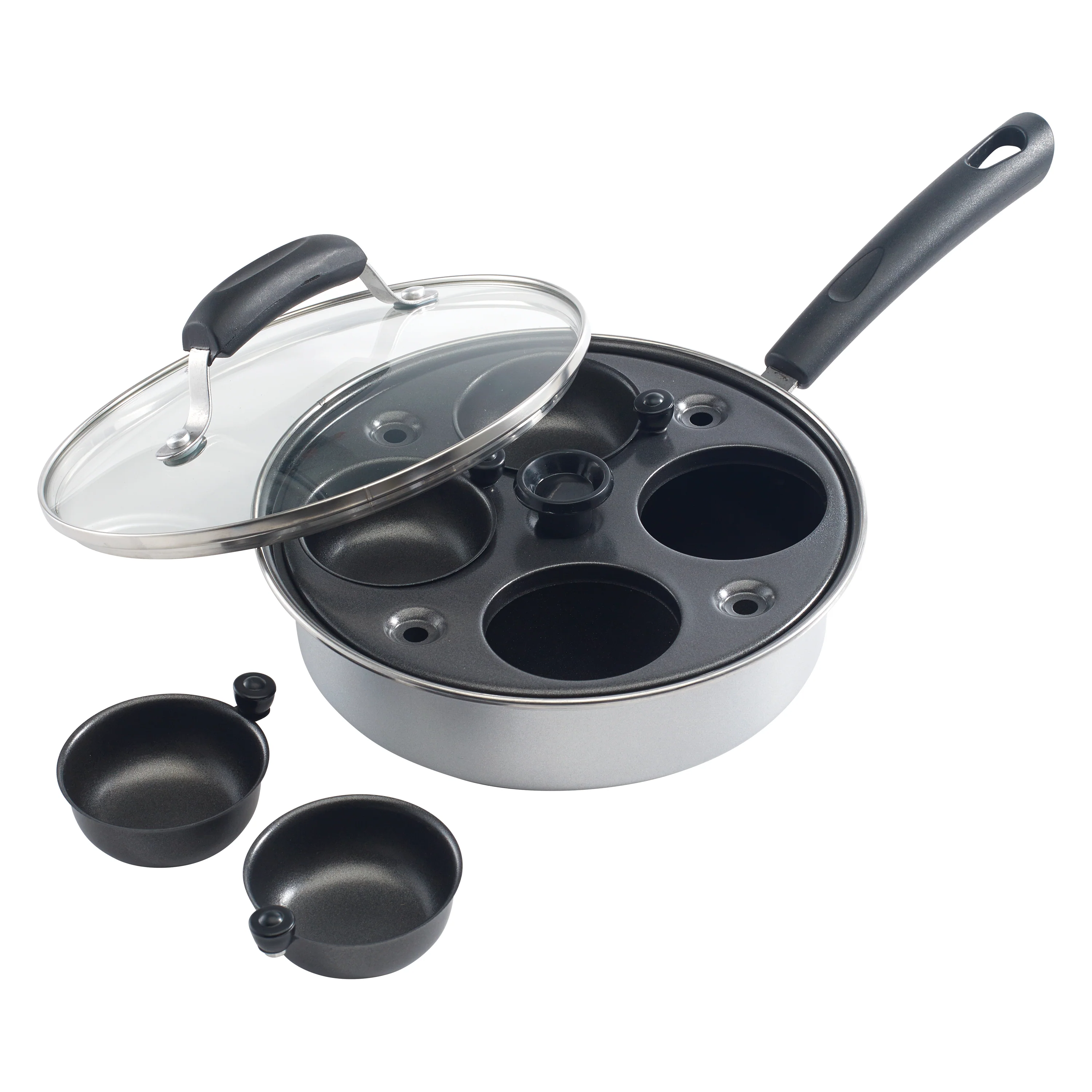 Winco CEP-4 8 Inch Egg Poacher Non-stick with tempered glass lid and cups - Image 3