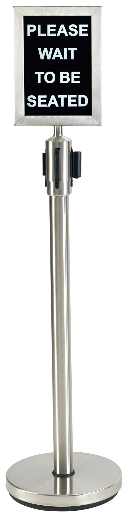Winco 34" Stainless Steel Retractable Belt Stanchion - Heavyweight Base - Image 2