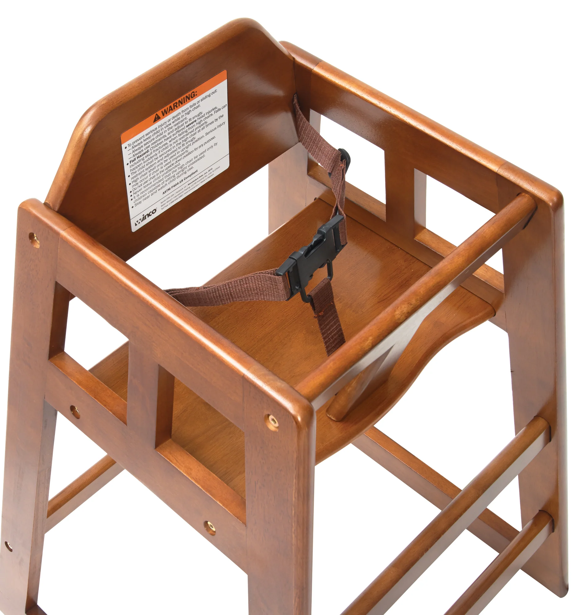 Winco CHH-104A 20 Inch High Chair Rubberwood Walnut Finish Stackable - Image 3