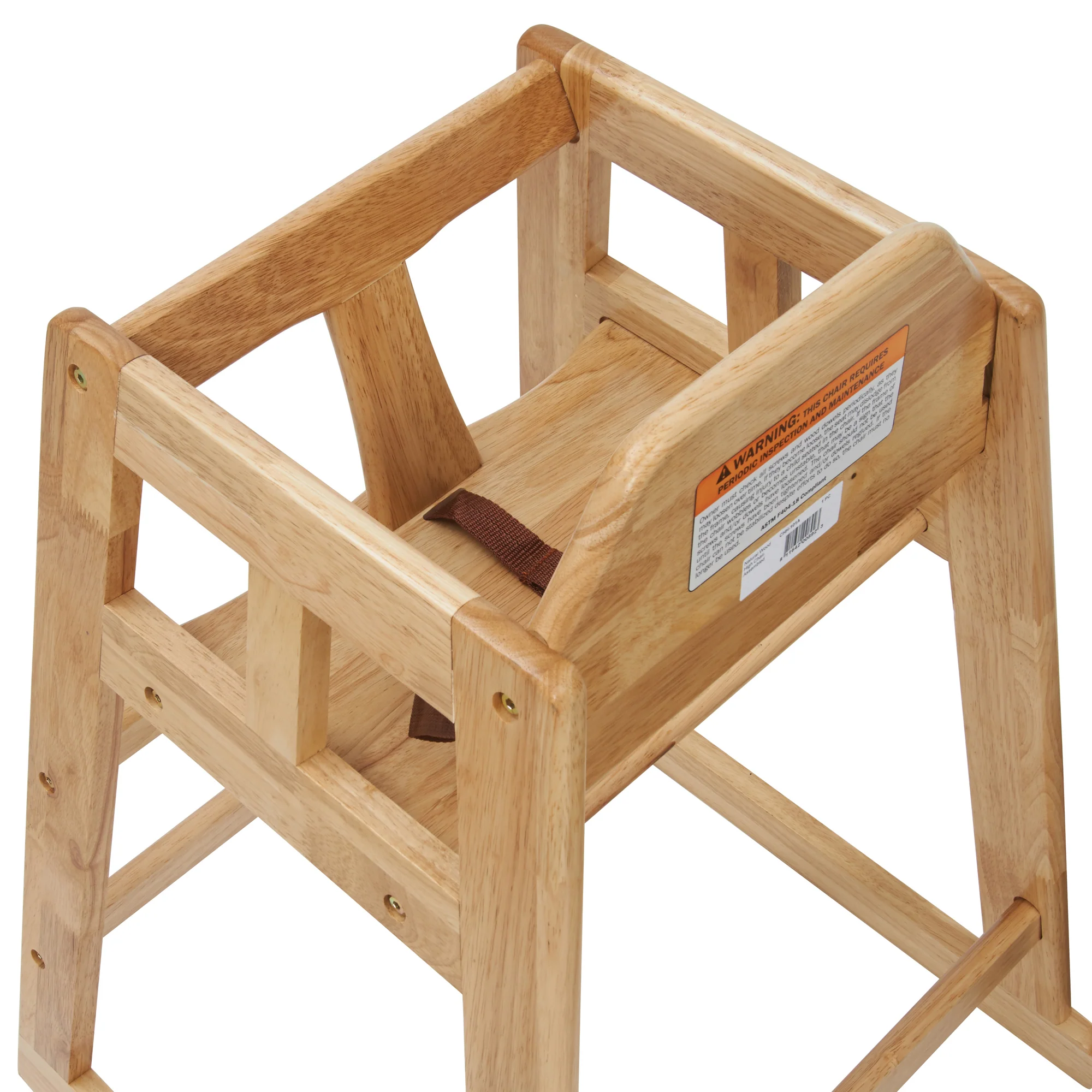 Winco CHH-601 19 Inch High Chair Rubberwood Stackable Natural Finish - Image 3