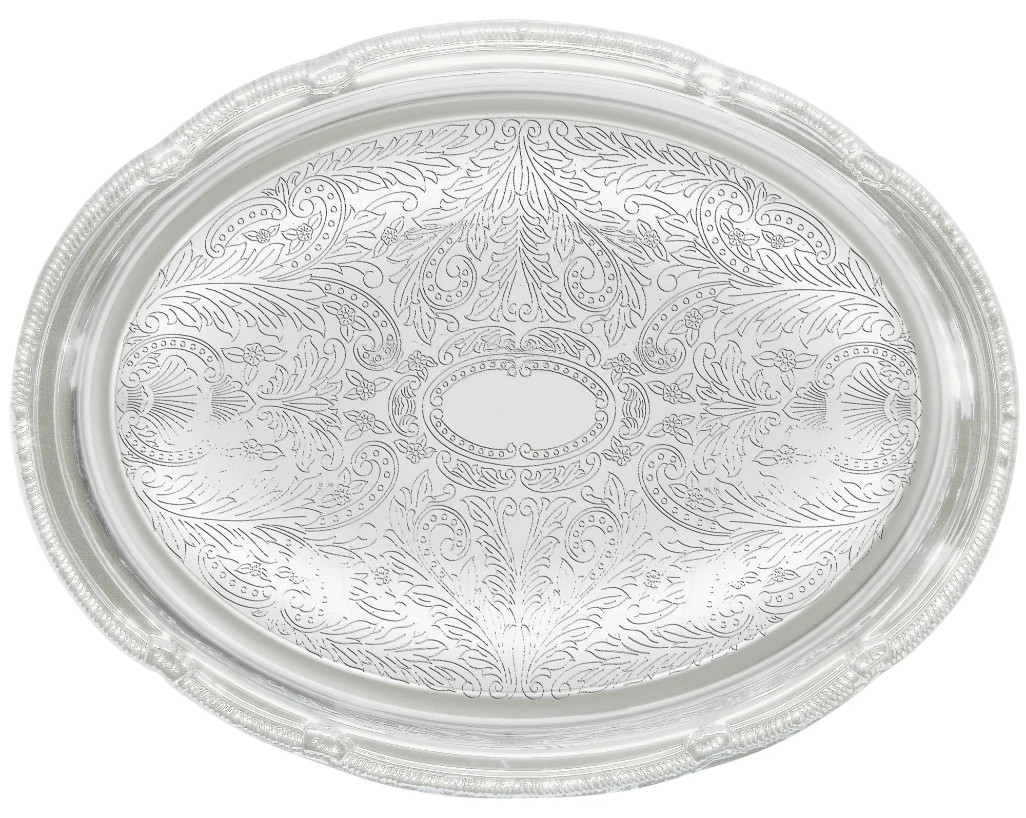 Winco CMT-1014 14 Inch Oval Serving Tray with Gadroon Edge Chrome Plated