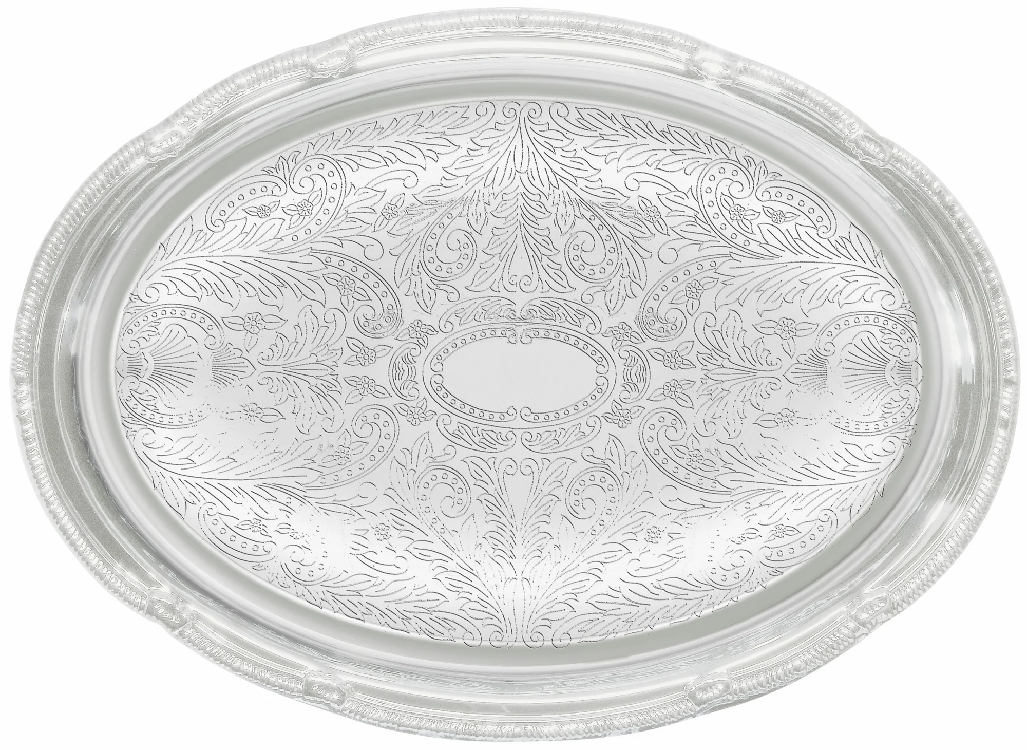 Winco CMT-1318 18-3/4 Inch Oval Serving Tray with Gadroon Edge Chrome Plated