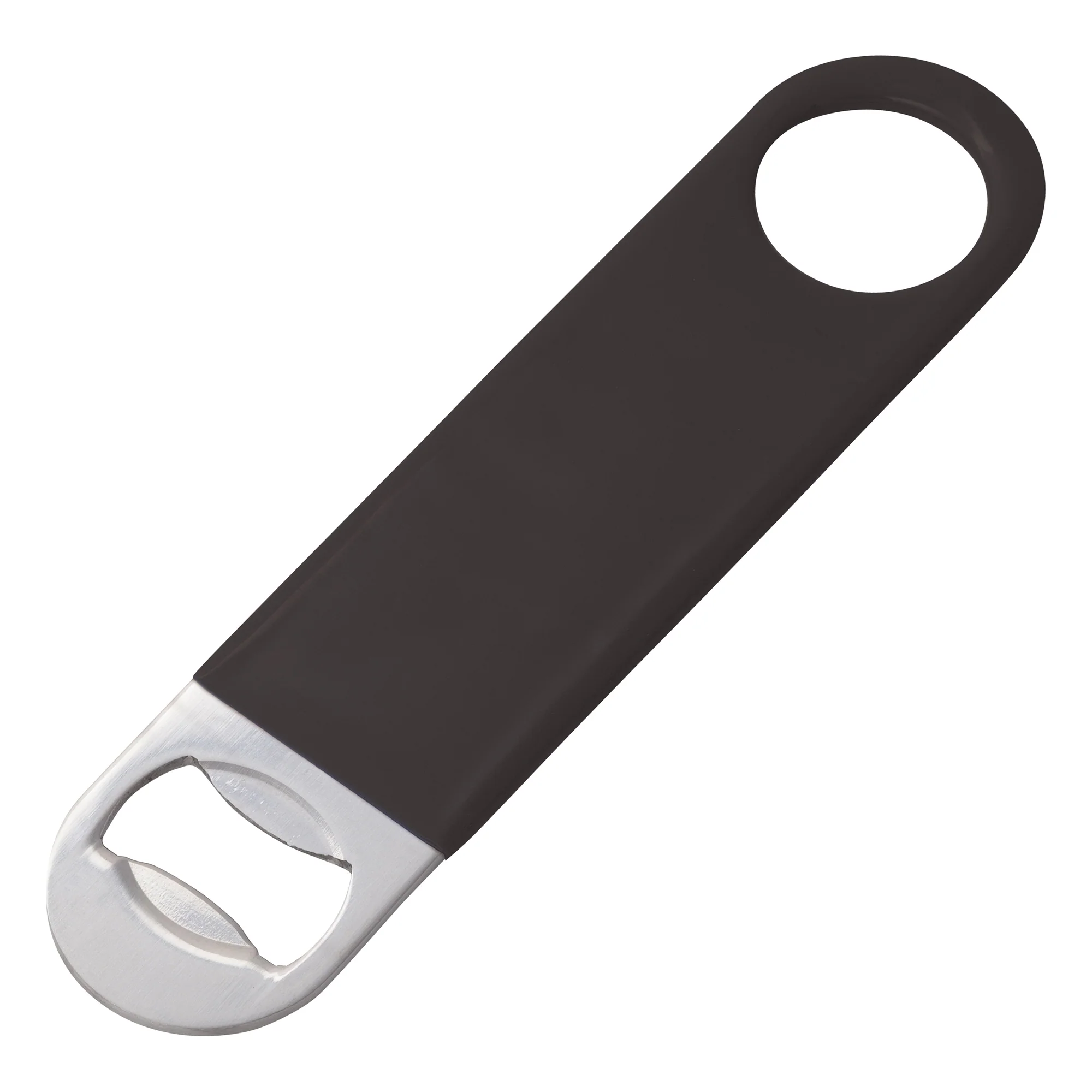 Winco CO-301PK 7 Inch Bottle Opener Flat Handheld Stainless Steel Black PVC Coating - Image 2