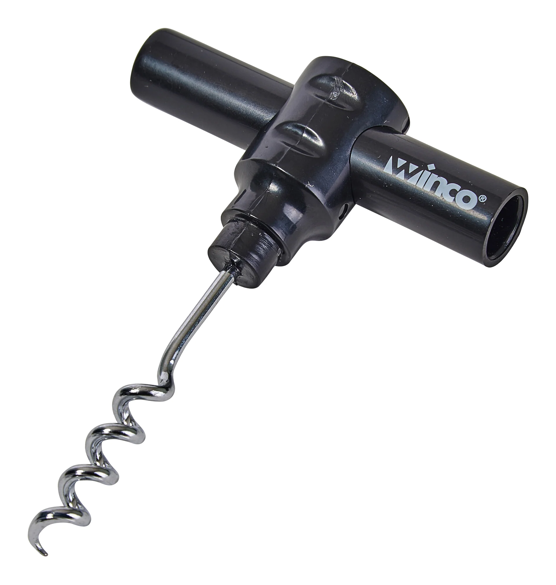 Winco CO-4DK Corkscrew Pack of 2 Twist and Pull Plastic Handle Black - Image 2