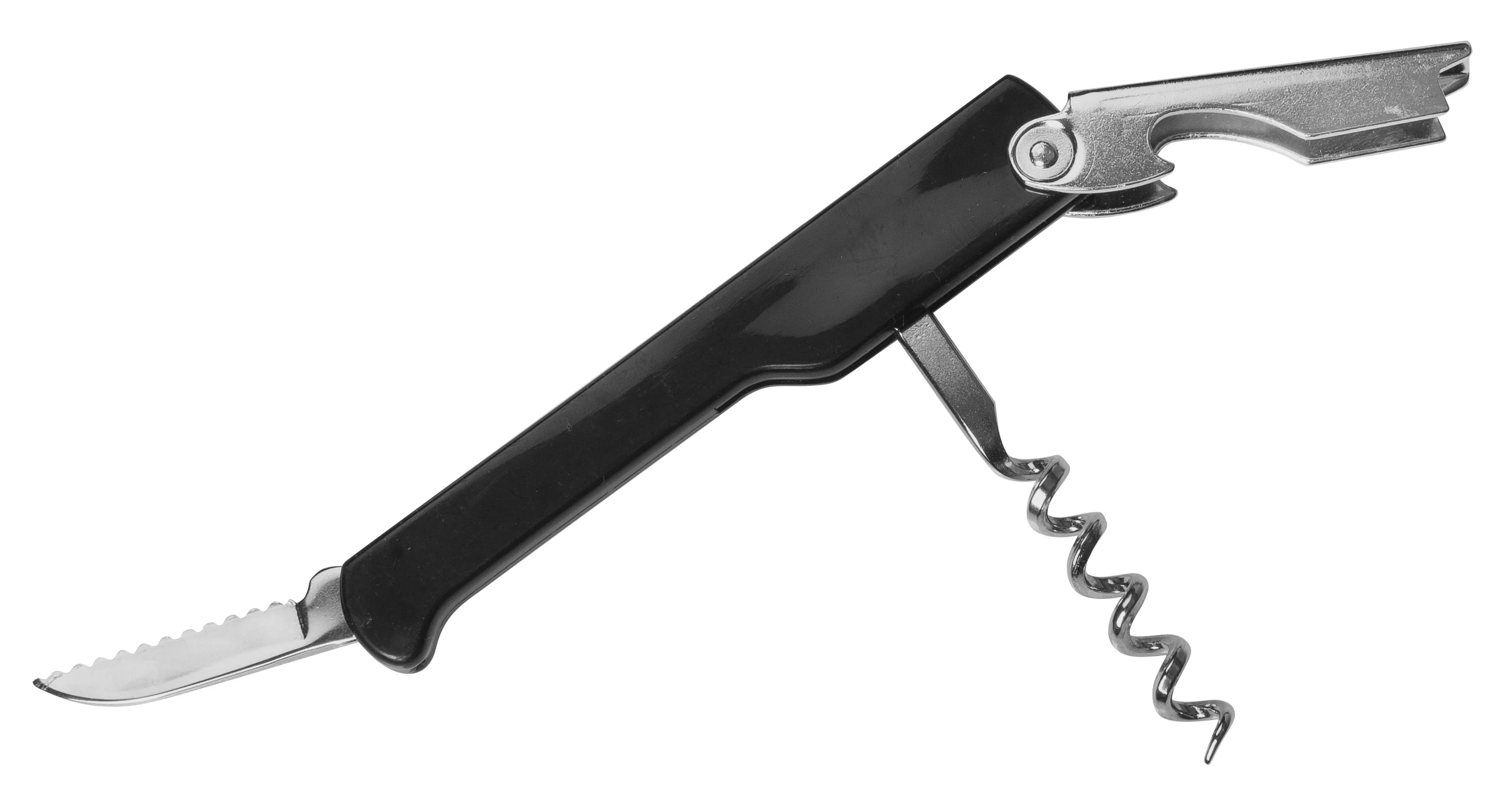 Winco CO-512 Waiters Corkscrew Black with Metal Blade Made in Italy - Image 2