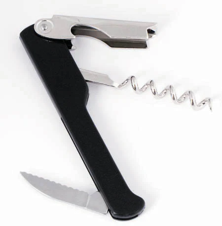 Winco CO-712 Corkscrew Metal Blade Black Handle Ergonomic Design - Image 2