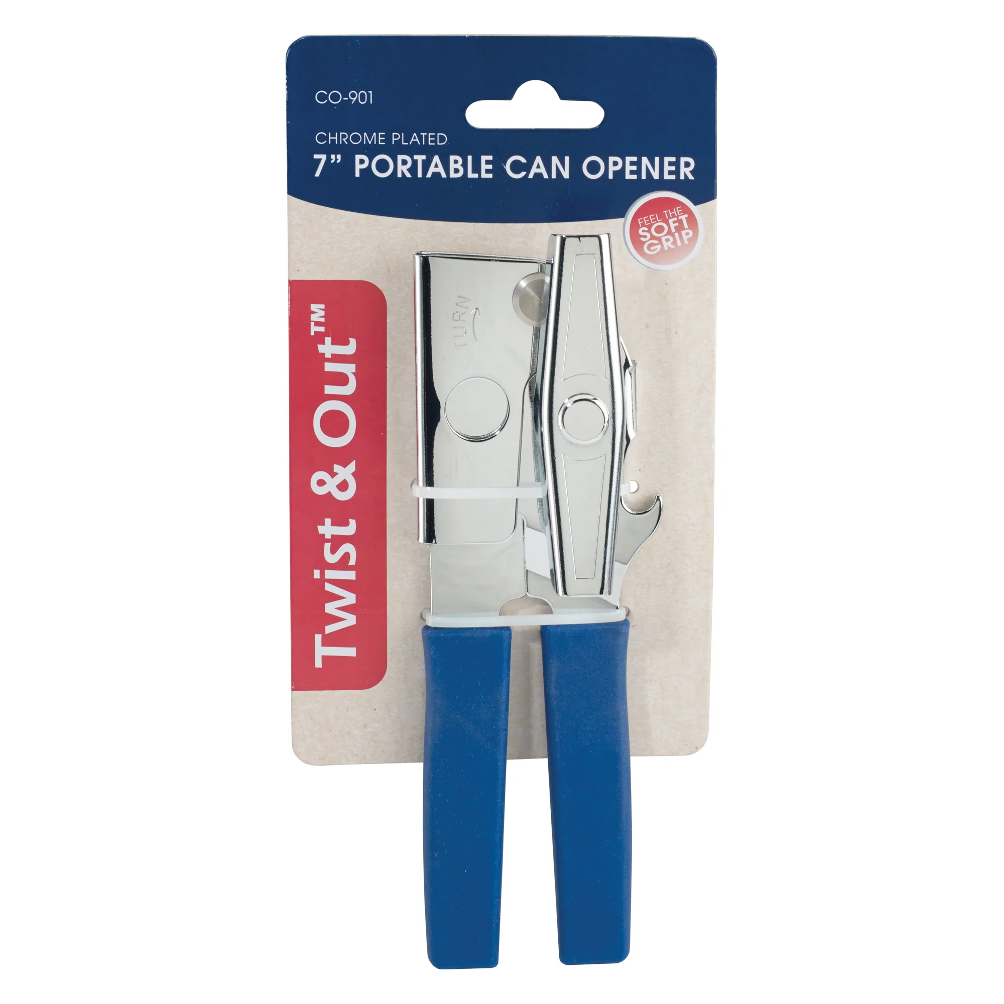 Winco CO-901 7 Inch Portable Twist and Out Can Opener Chrome Plated - Image 2