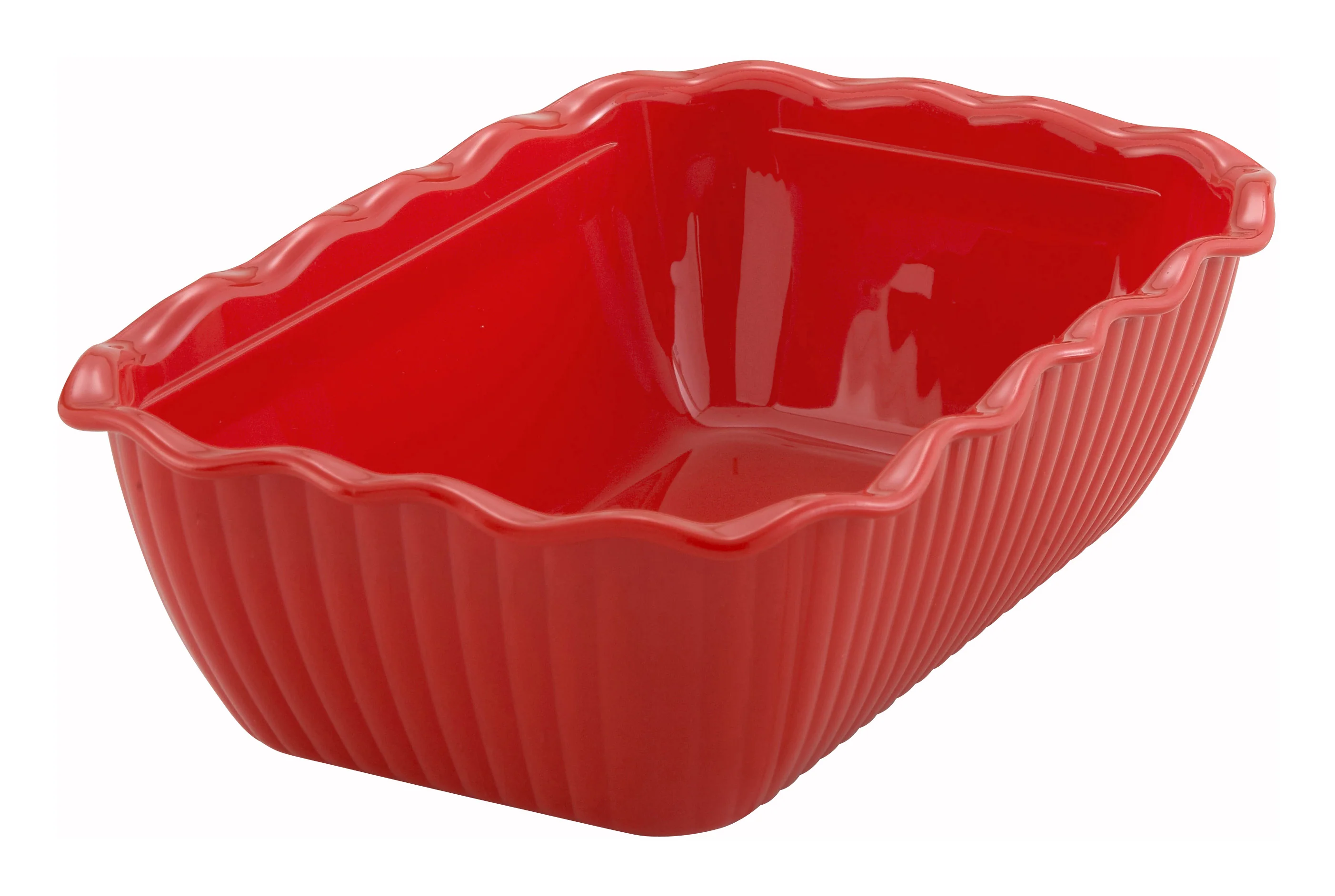 Winco CRK-10R 10 Inch Rectangular Deli Crock Fluted BPA Free SAN Red - Image 2