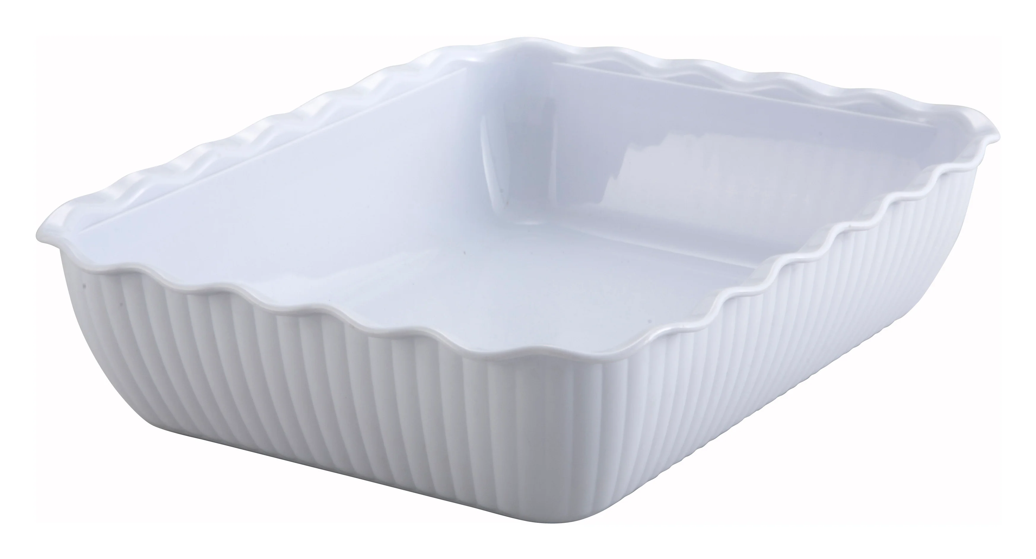 Winco CRK-13W 13 Inch Width BPA Free Plastic Deli Crock with Fluted Design White - Image 2