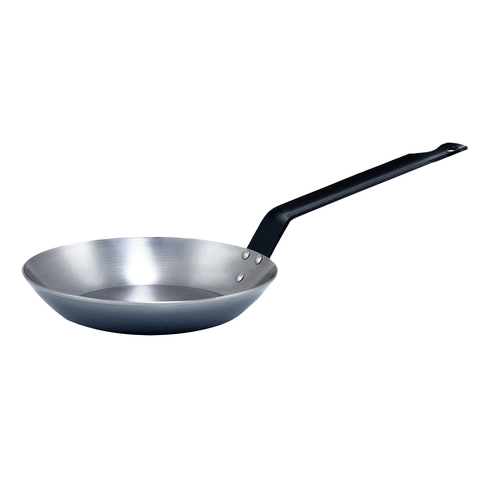 Winco CSFP-12 11-1/8 Inch Fry Pan Polished Carbon Steel Riveted Handle - Image 2