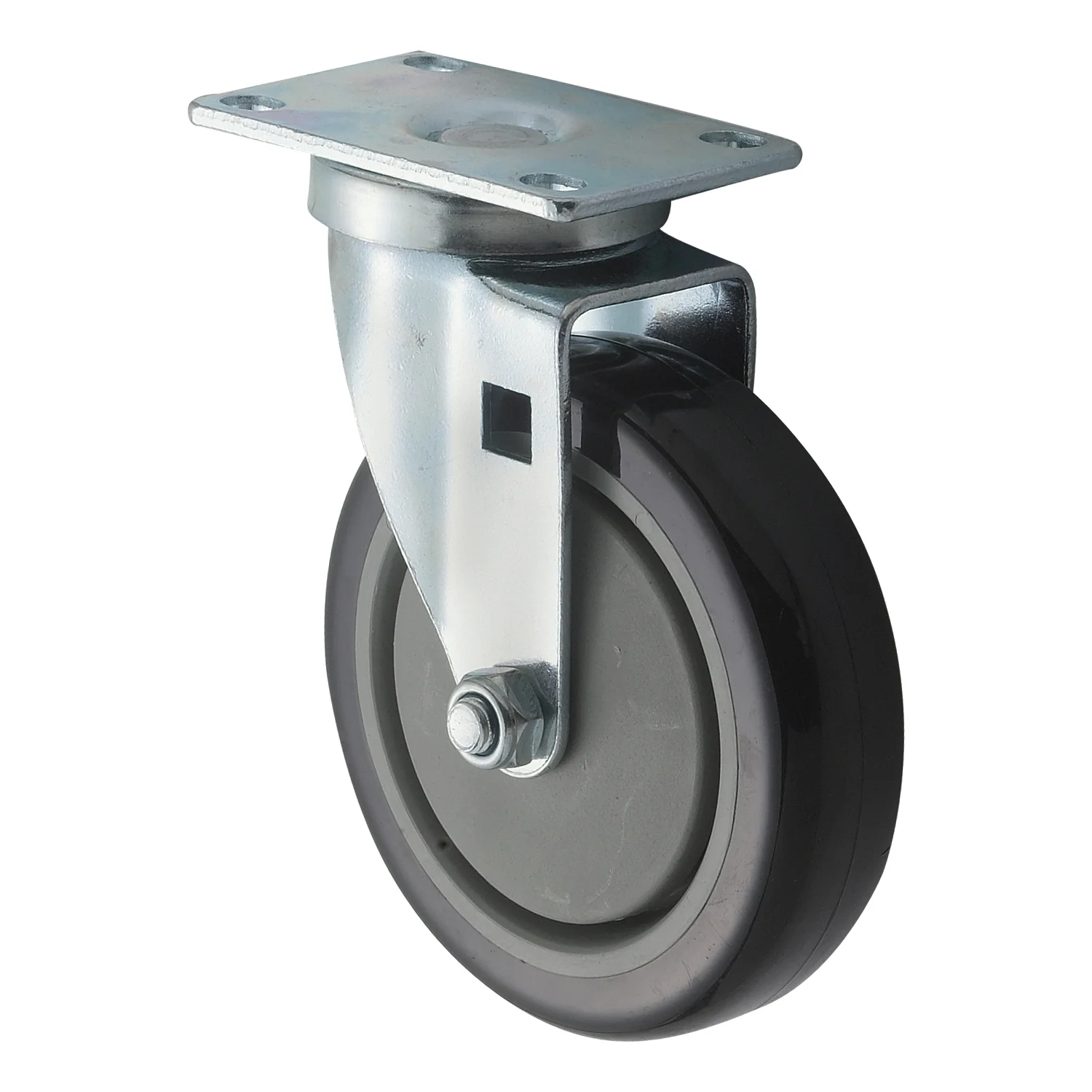 Winco CT-23 5 Inch Diameter Universal Caster Set Polyurethane Wheels 220 lbs Capacity - Image 2