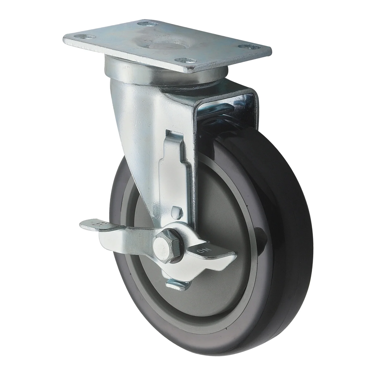 Winco CT-23B 5 Inch Diameter Caster Set Universal with Brakes Polyurethane - Image 3