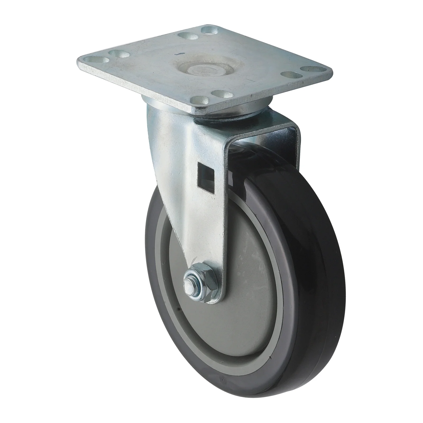 Winco CT-33 Caster Set 5 Inch Diameter Polyurethane Wheels with Plate 2 Packs