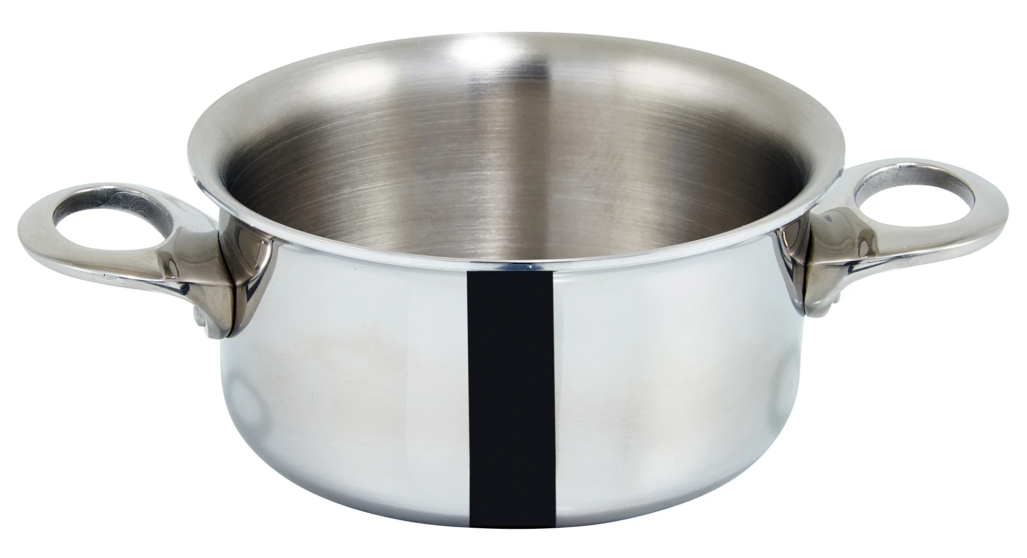 Winco DCCR-3S 15 Oz. Mini Casserole Induction Ready Round Aluminum and Stainless Steel - Image 2