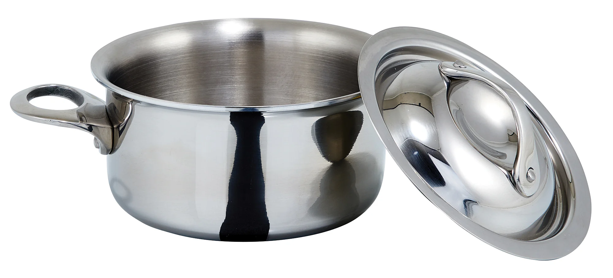 Winco DCCR-3S 15 Oz. Mini Casserole Induction Ready Round Aluminum and Stainless Steel - Image 4