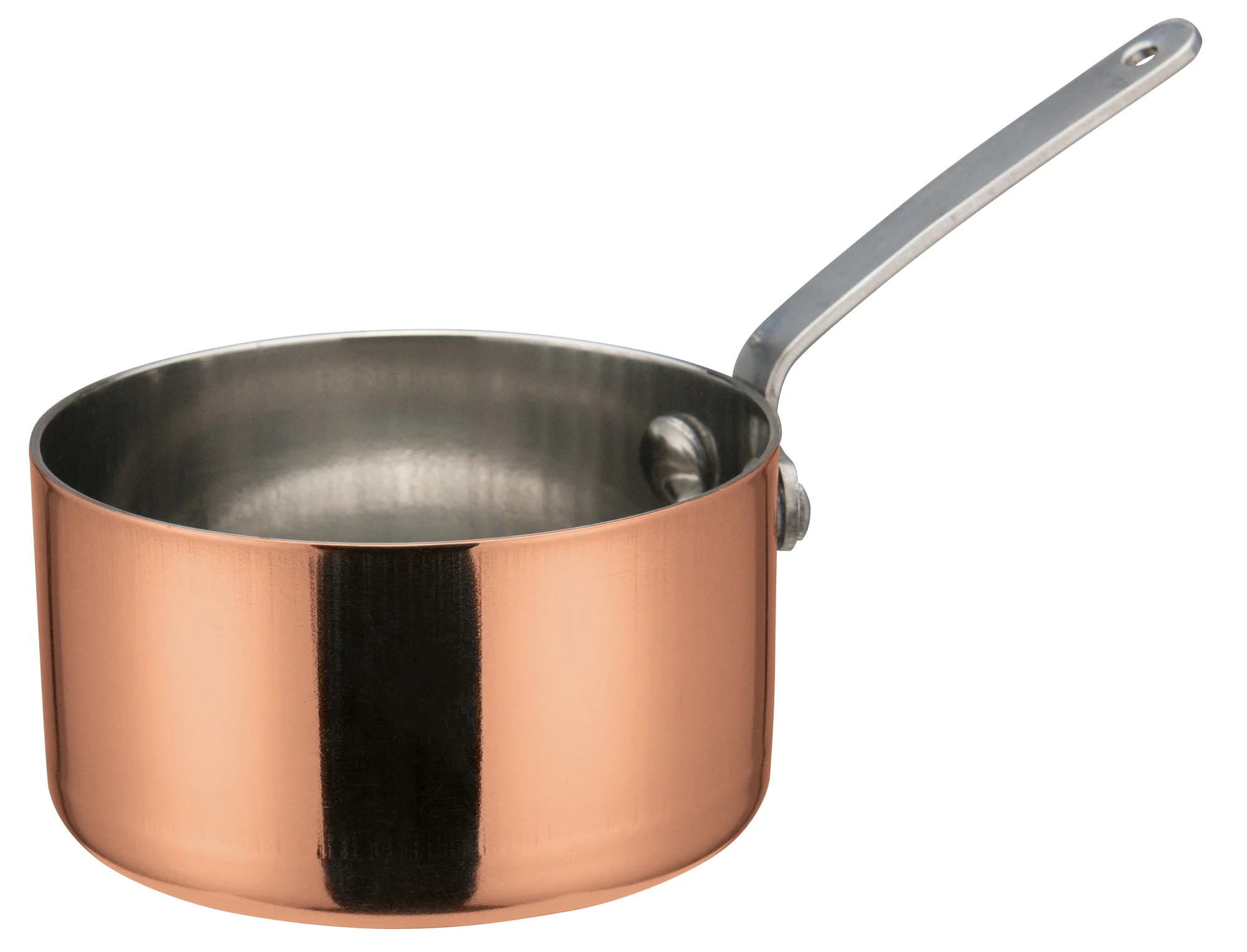 Winco DCWA-203C 7 Oz Copper Plated Mini Sauce Pan 3-1/8 Inch Diameter - Image 2