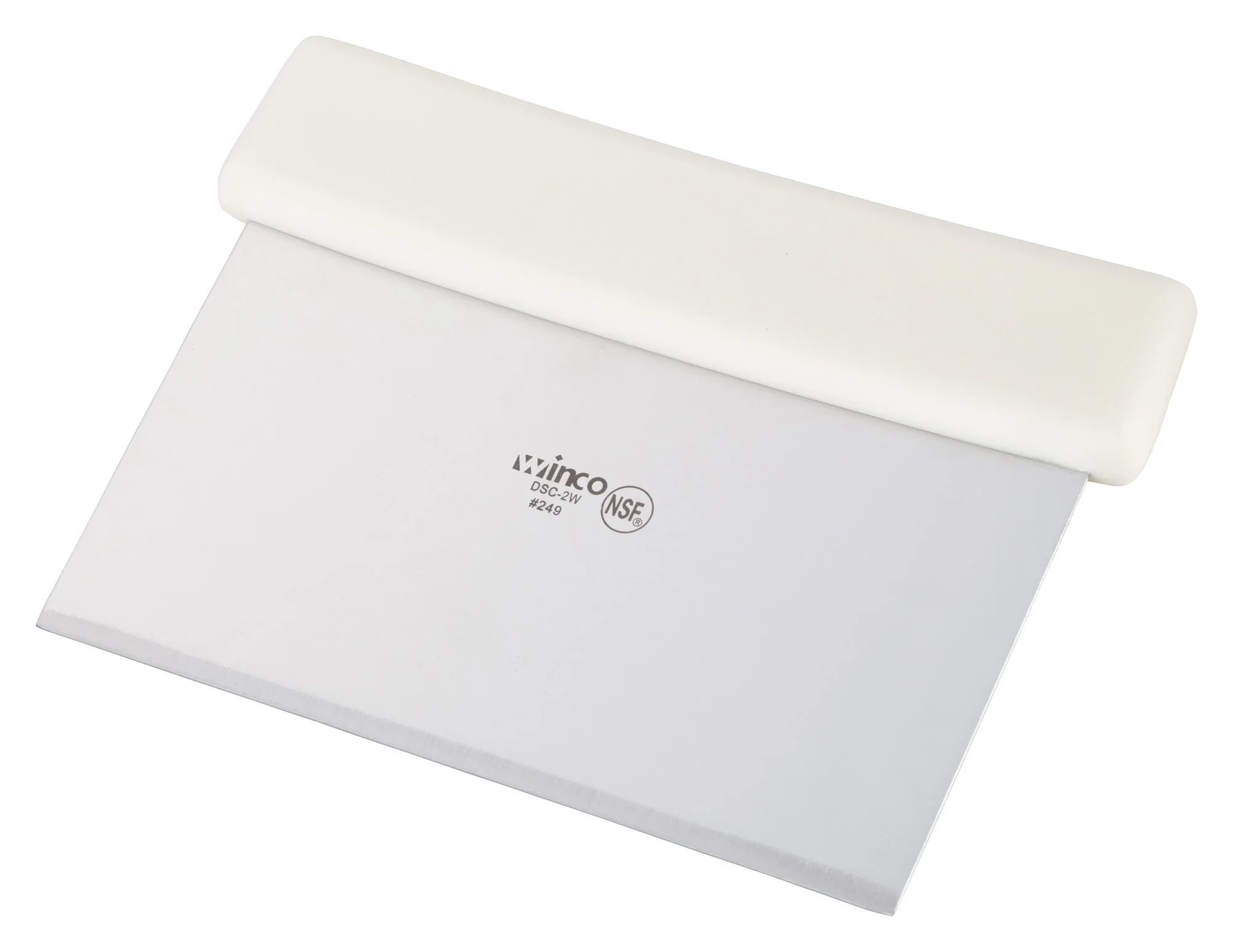 Winco DSC-2W 6 Inch Dough Scraper Stainless Steel Blade with White Plastic Handle