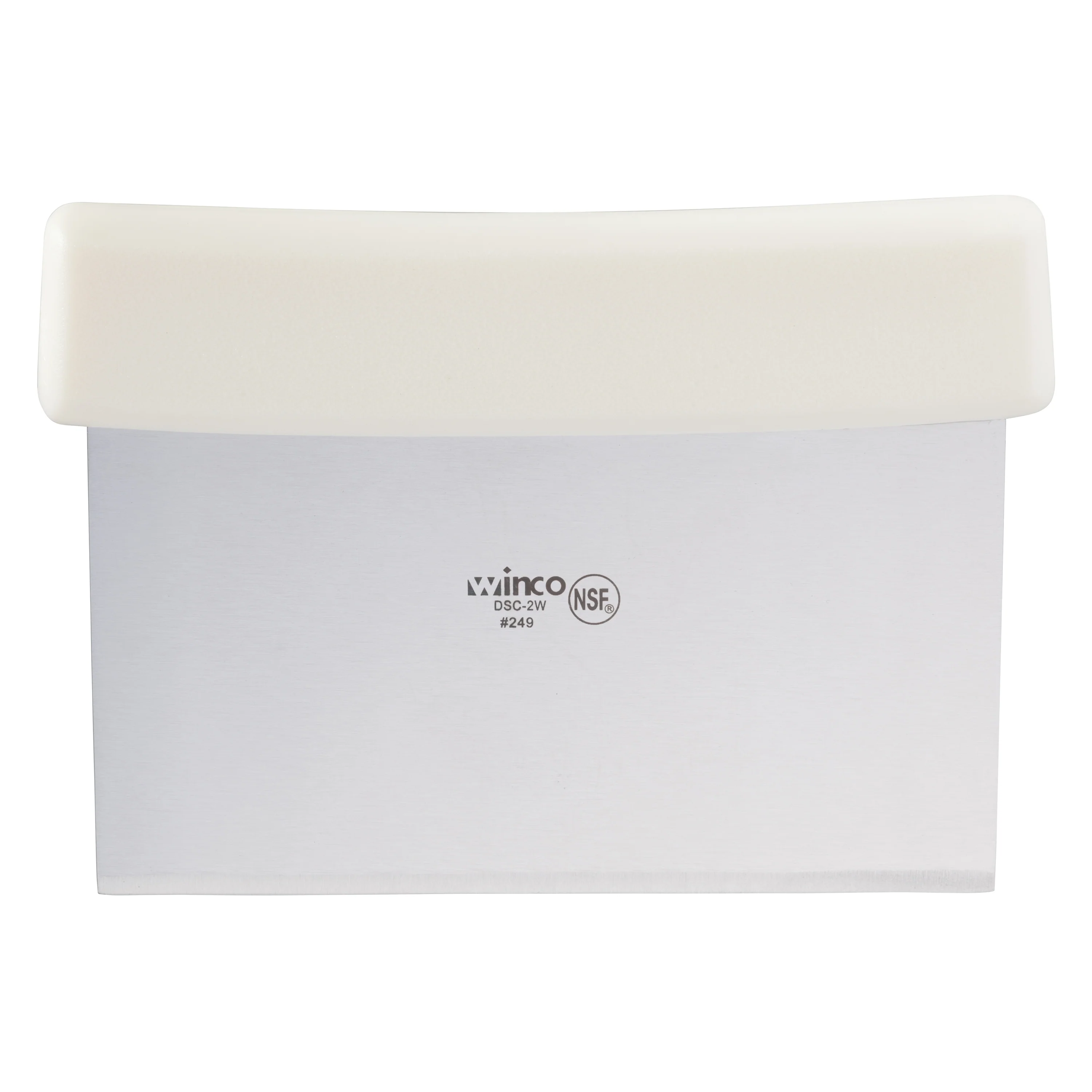 Winco DSC-2W 6 Inch Dough Scraper Stainless Steel Blade with White Plastic Handle - Image 2