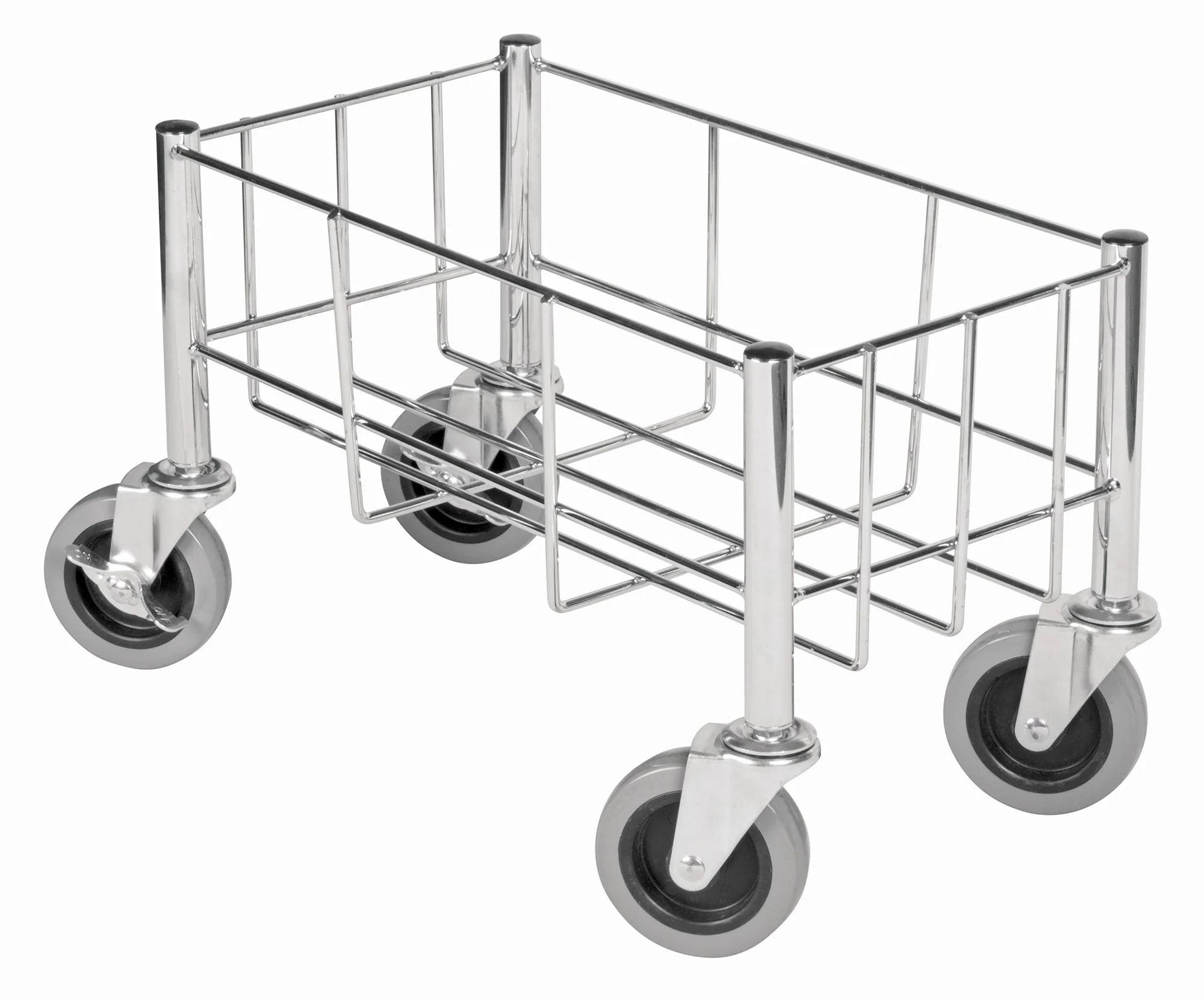 Winco DWR-1708 9-1/2 Inch Rectangular Trash Can Cart Steel with Casters - Image 3