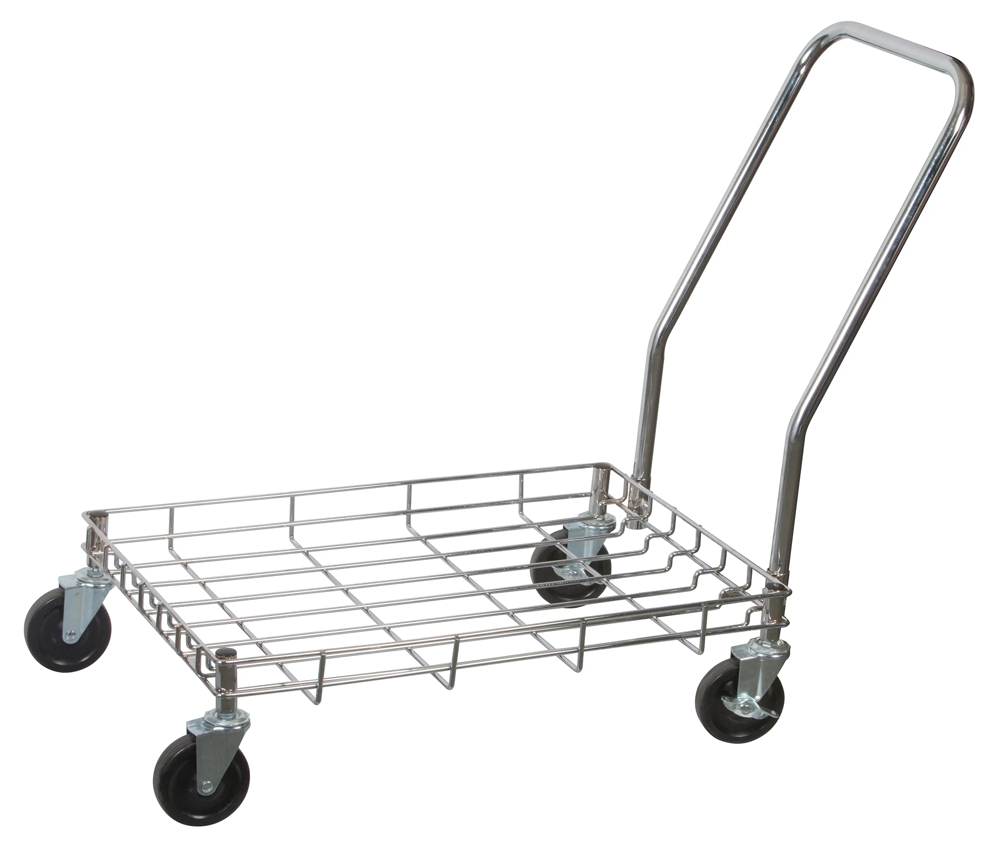 Winco 18-1/4" Wire Dough Box Dolly with Handle - Heavy-Duty Mobility