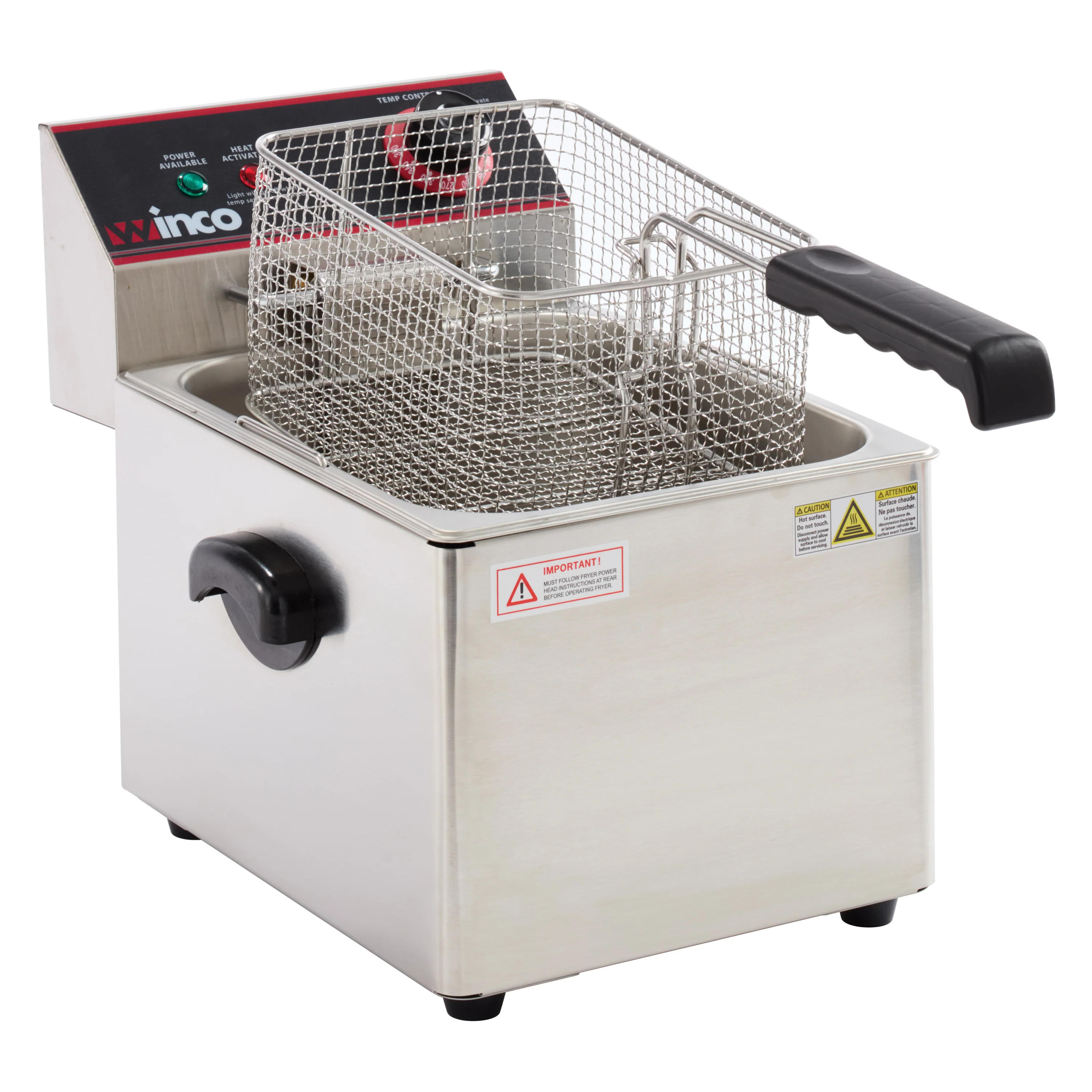 Winco EFS-16 11 Inch Deep Fryer Electric Countertop 16 lb Oil Capacity with Fry Basket - Image 4