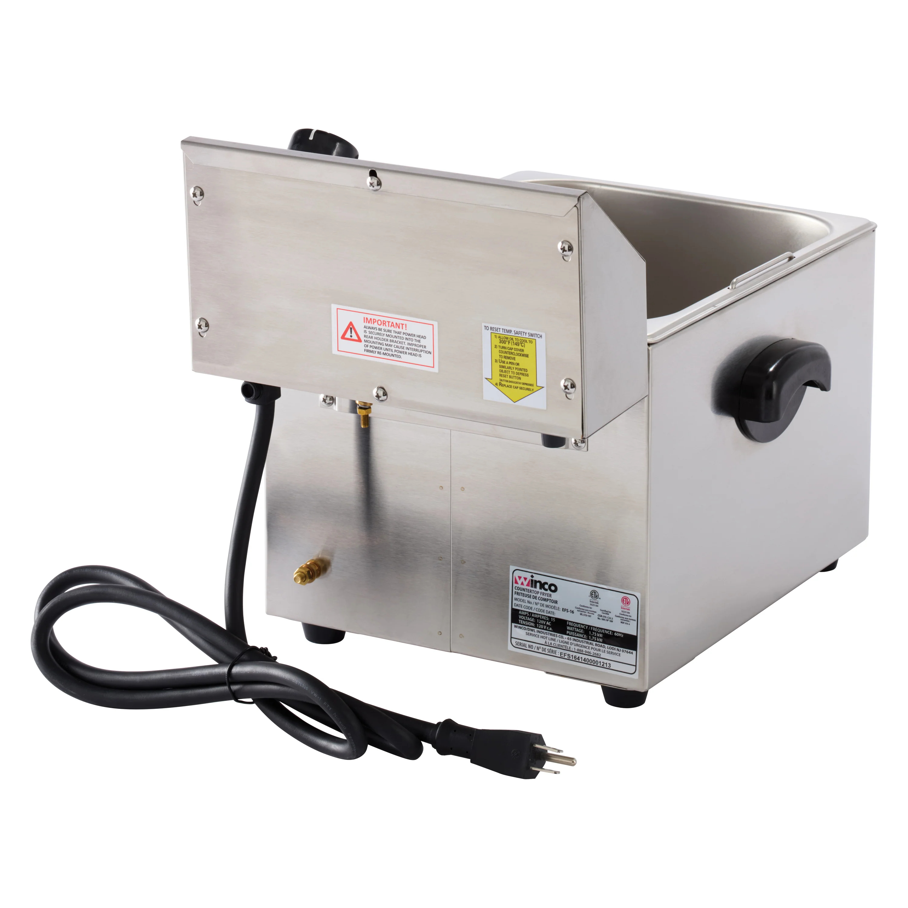 Winco EFS-16 11 Inch Deep Fryer Electric Countertop 16 lb Oil Capacity with Fry Basket - Image 5