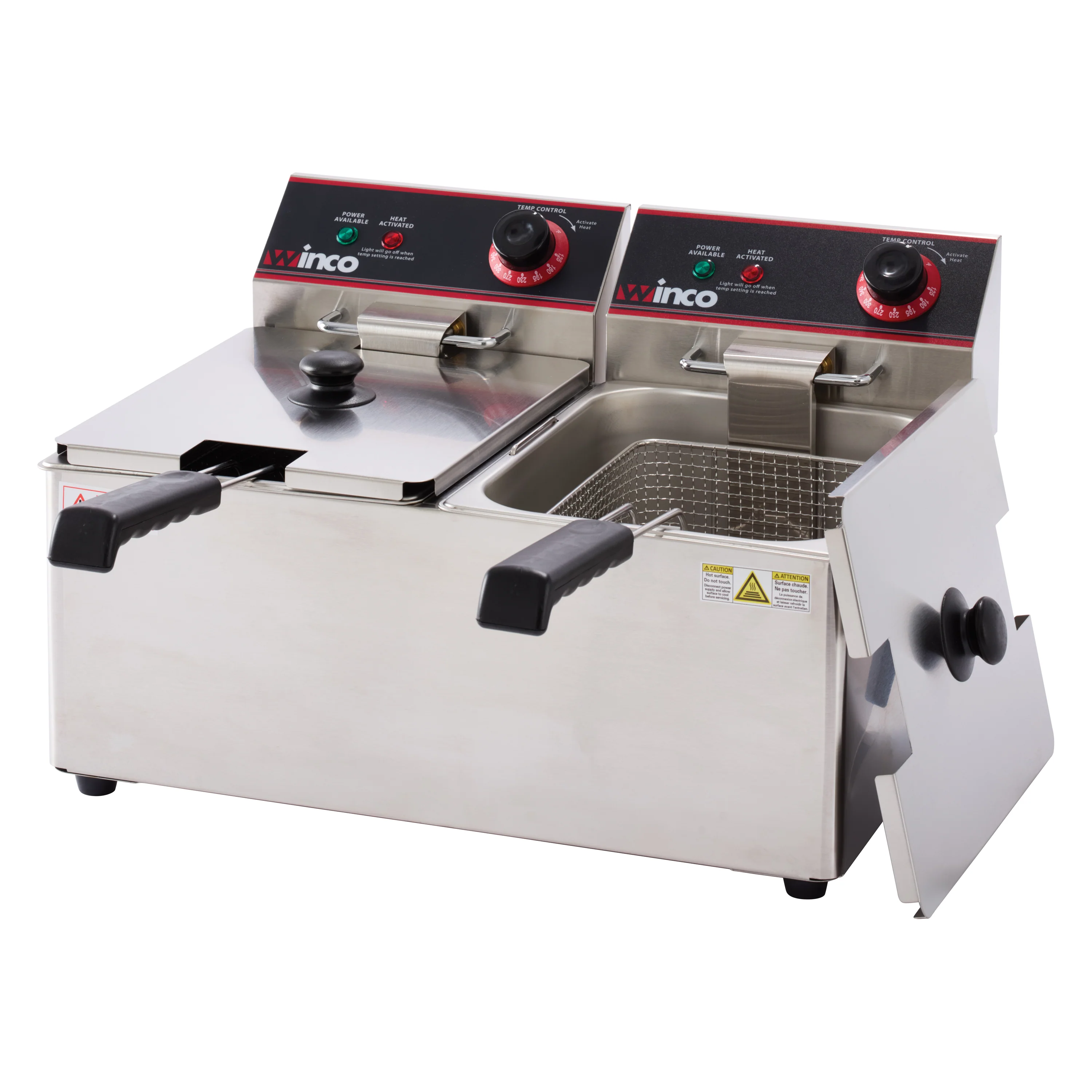 Winco EFT-32 21 Inch Electric Deep Fryer with 2 Tanks and Covers - Image 5