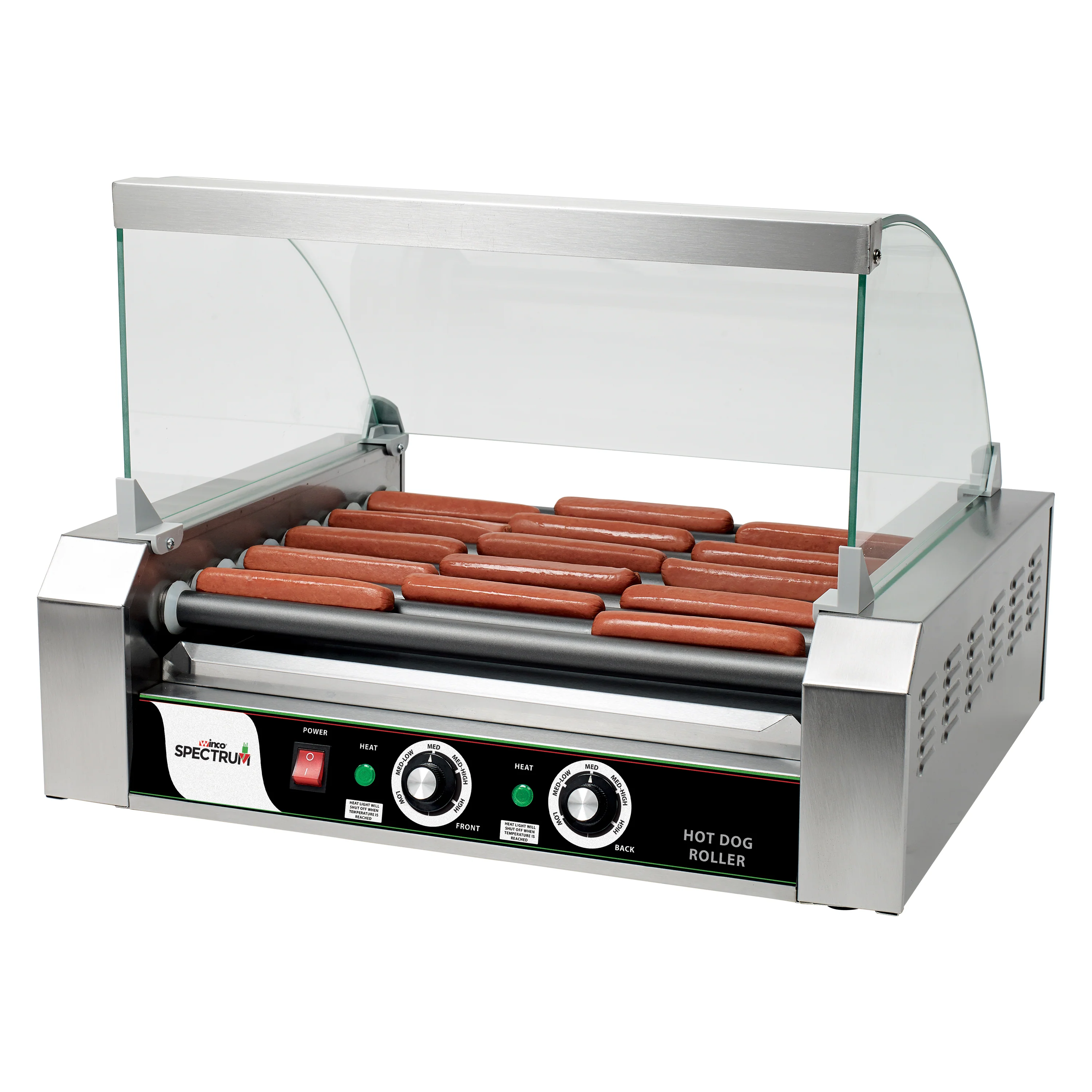 Winco EHDG-11SG 19 Inch Glass Hot Dog Grill Sneeze Guard with Clear Design - Image 2