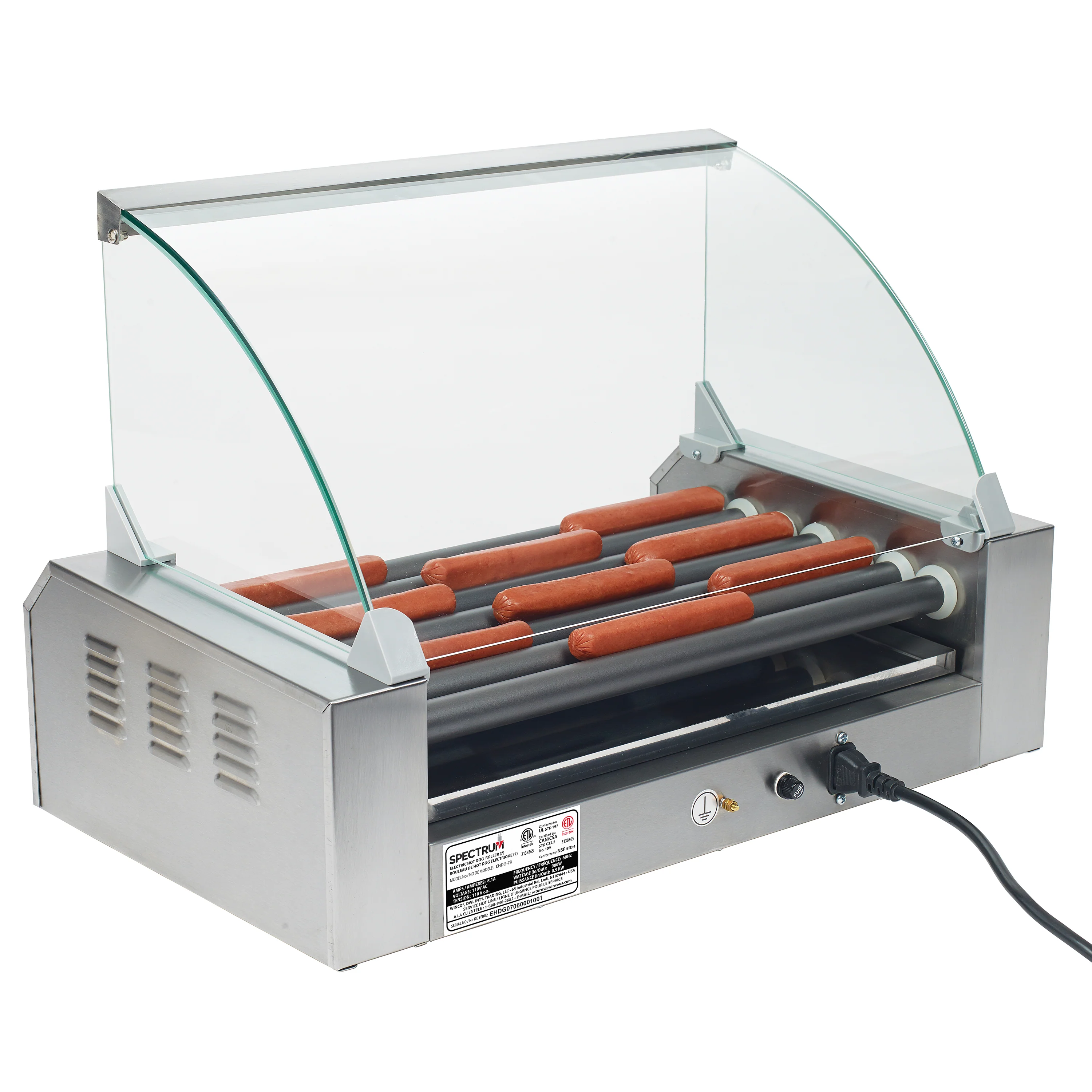 Winco EHDG-7SG 20 Inch Hot Dog Grill Sneeze Guard Glass Clear with Pass-thru Design - Image 2