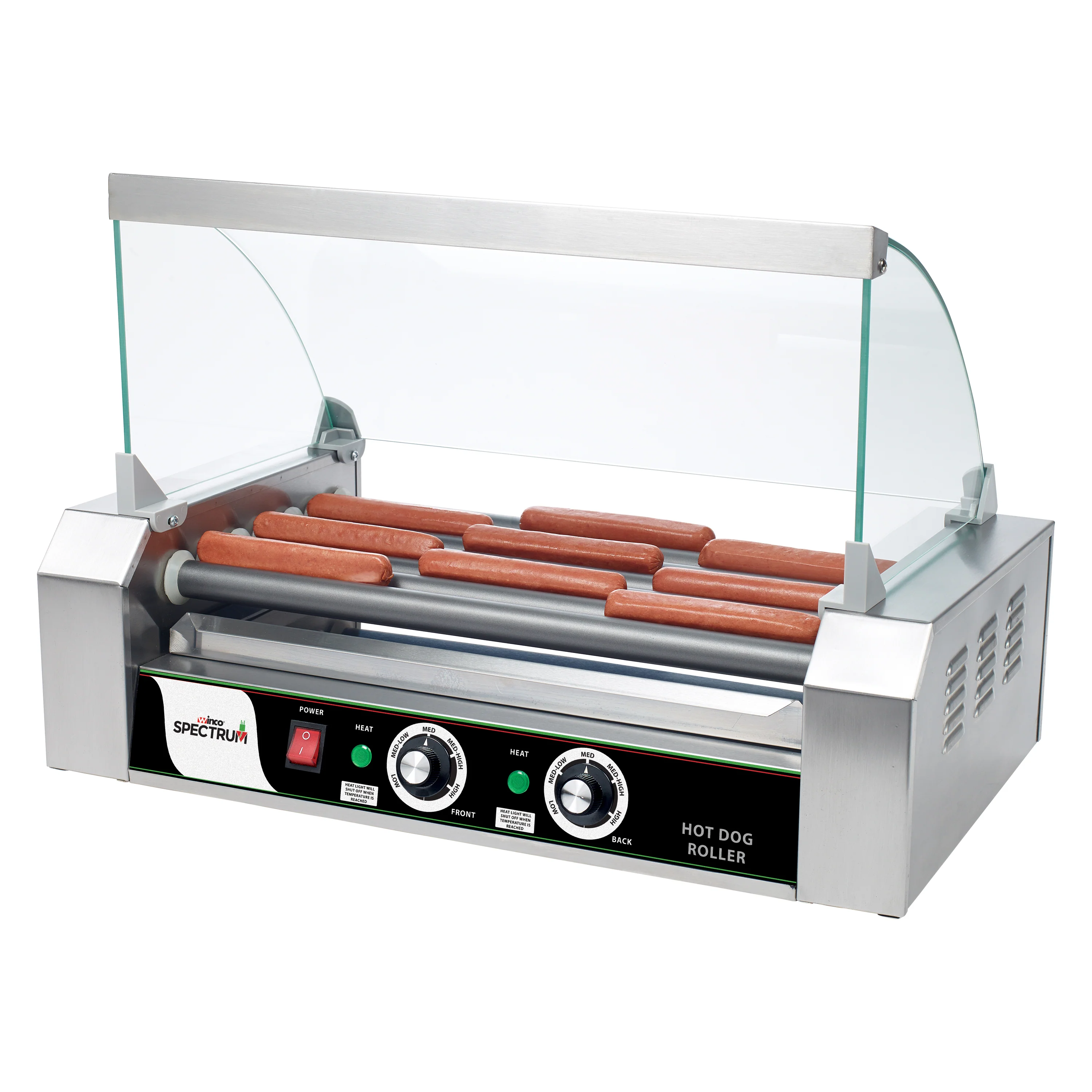 Winco EHDG-7SG 20 Inch Hot Dog Grill Sneeze Guard Glass Clear with Pass-thru Design - Image 5